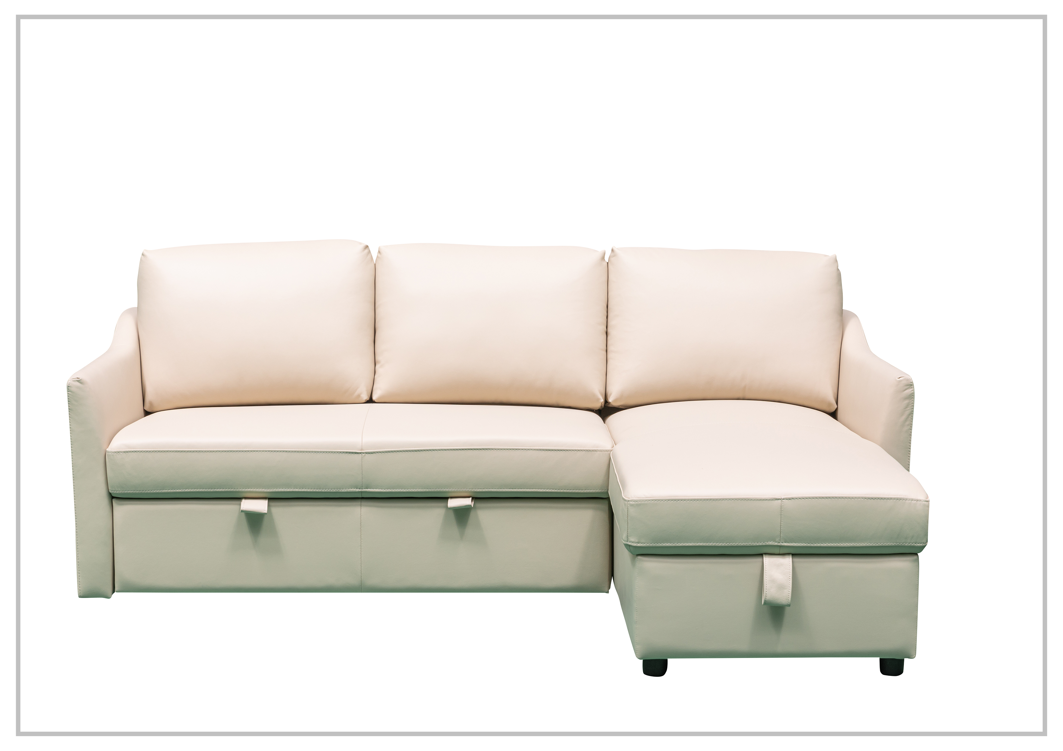 Gio Italia Merax L-Shaped Leather Full XL Sectional Sleeper Sofa with Storage Chaise - Modern Living Room Furniture for Small Spaces & Home Theater