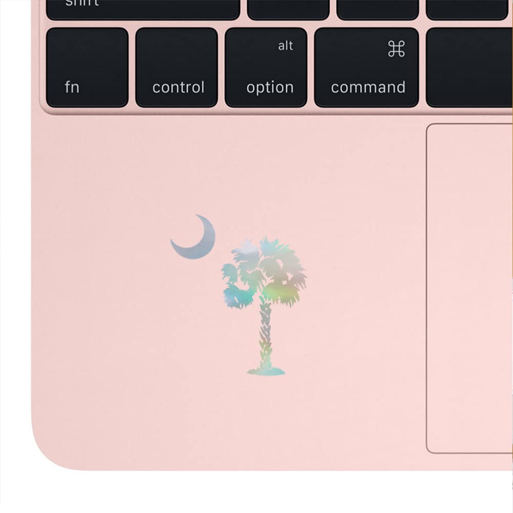Premium Waterproof Vinyl Decal Stickers (Set of 2) - Palmetto Tree Moon Holographic Design for Laptop, Phone, Helmet, Car Window, Mug & Wall Decor | Perfect for Home, Office & Outdoor Use
