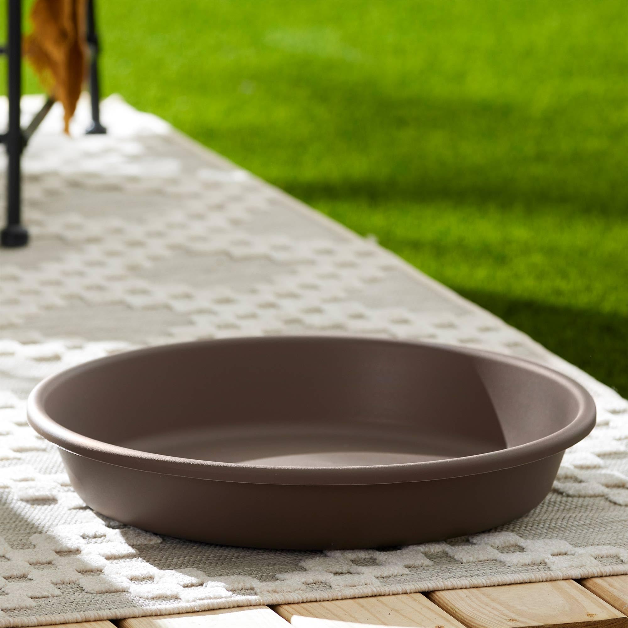 The HC Companies 21 Inch Round Plastic Flower Pot with Deep Saucer - 12 Pack Chocolate Brown Planter for Indoor/Outdoor Plants | Durable Garden Container for Herbs, Flowers & Vegetables