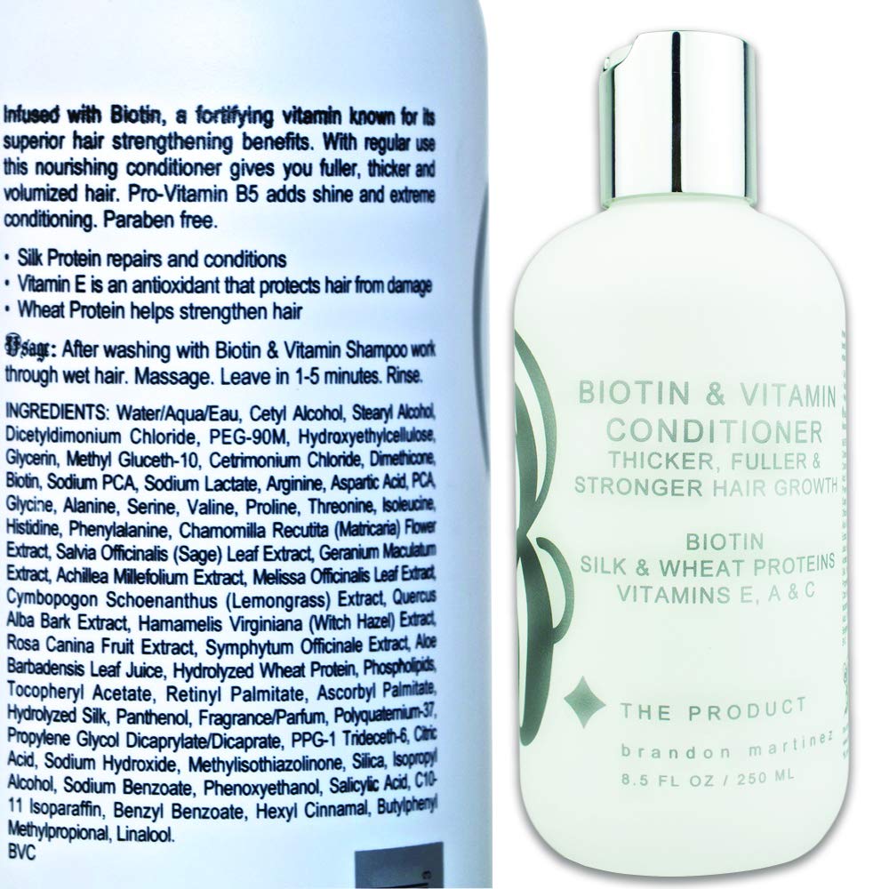Biotin Shampoo and Conditioner Set for Hair Growth - Vitamin E, A, C & B Enriched Formula to Strengthen & Thicken Hair - Sulfate Free & Paraben Free (8.5oz) - Perfect for Thinning Hair, Damaged Hair & Daily Hair Care Routine