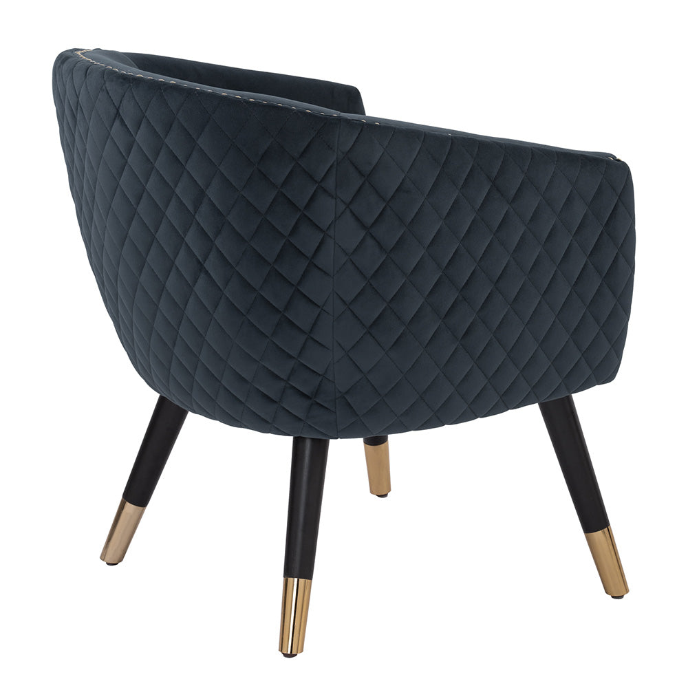 DENIZ Lounge Chair - Modern Denim Blue Accent Chair for Living Room, Bedroom, or Office - Comfortable Upholstered Reading Chair with Sturdy Metal Legs