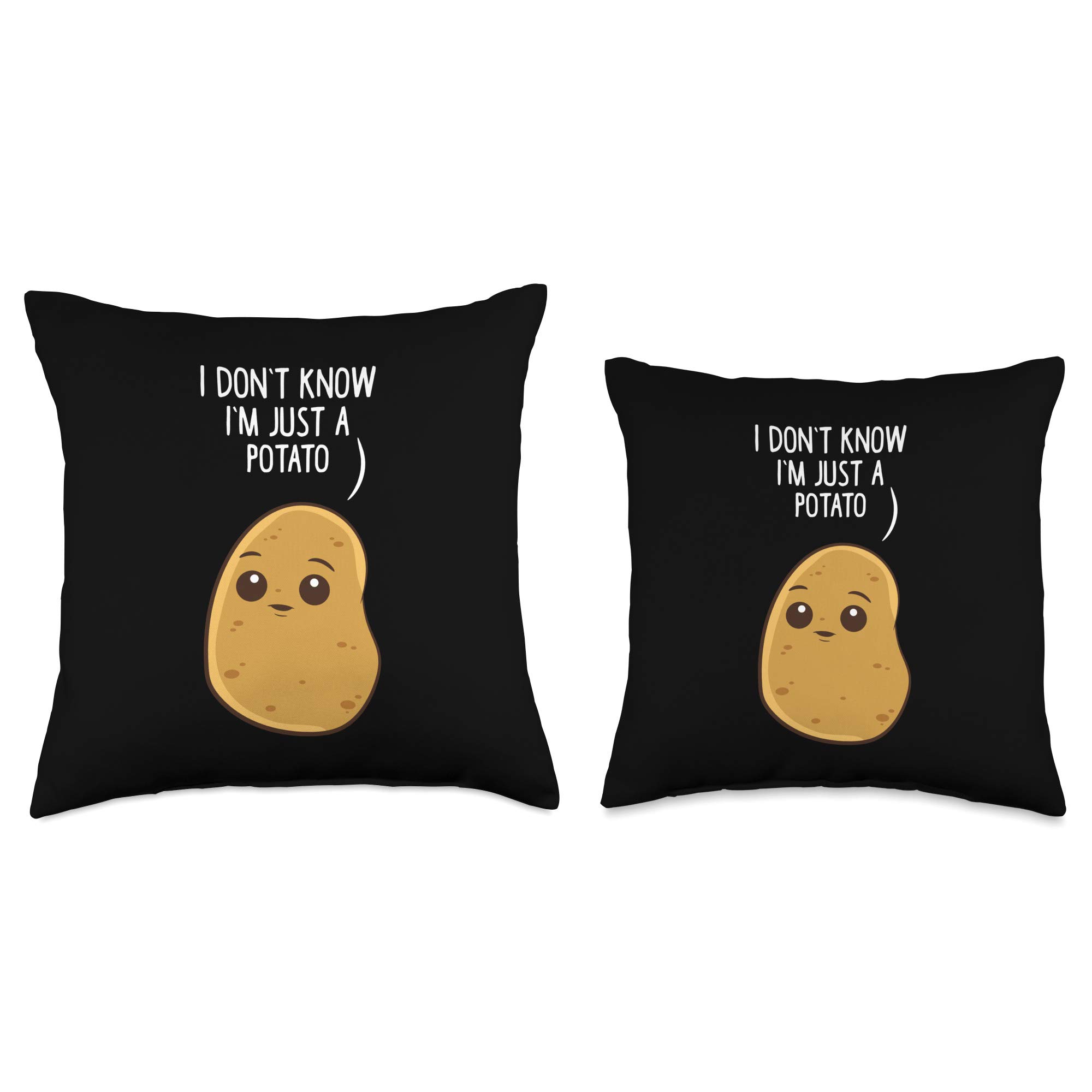 Funny Potato Throw Pillow - Cute 'I Don't Know I'm Just a Potato' Design - Soft Decorative Couch Pillow for Living Room, Bedroom, or Office