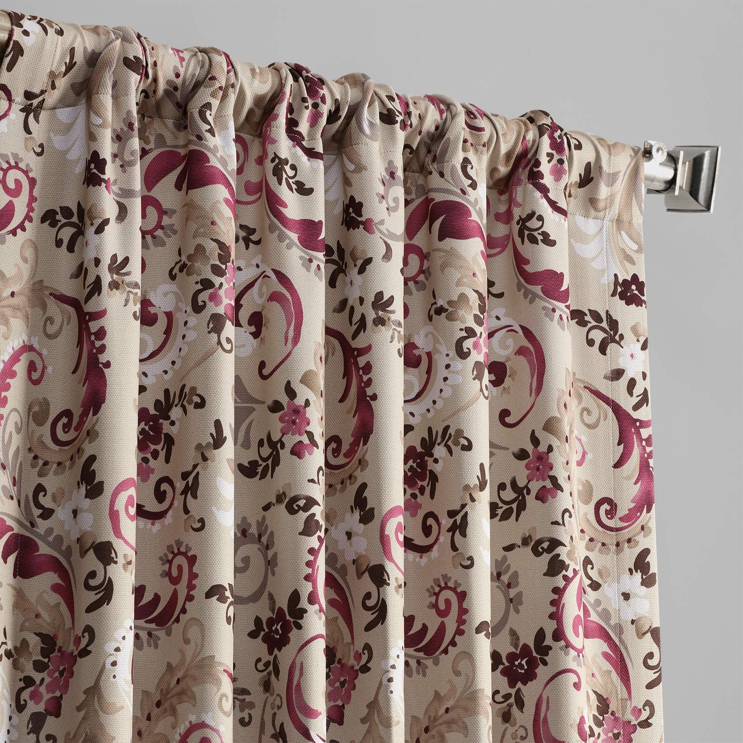 BOCH-DLN1919-108 Printed Linen Textured Curtain Panel (50x108 inches) - Sonoma Cabernet Red Wine Color | Half Price Drapes | Elegant Window Treatment for Living Room, Bedroom & Dining Room