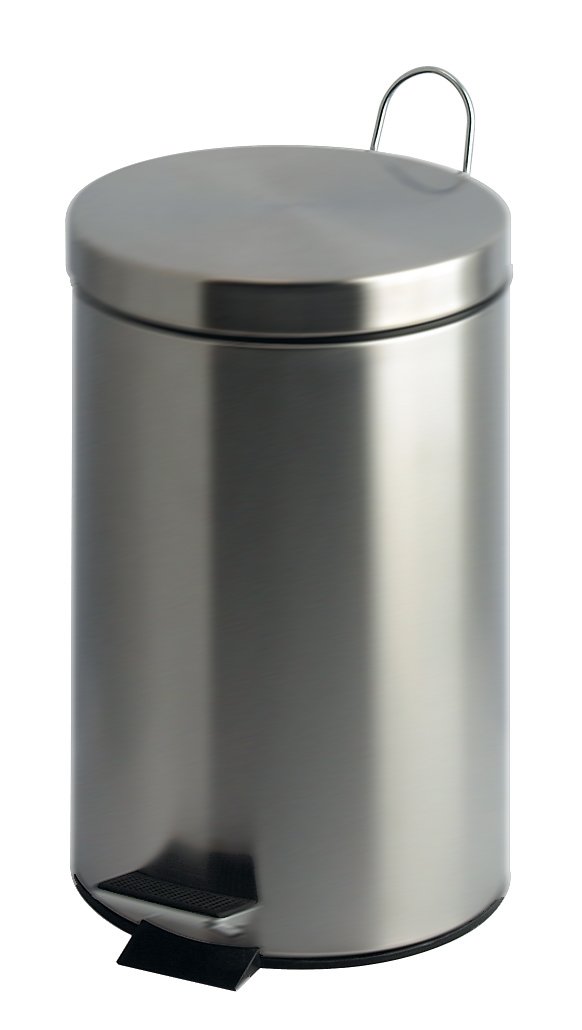 Stainless Steel Round Pedal Trash Can with Plastic Inner Bucket - 12 Liter Capacity - Matte Finish for Kitchen, Bathroom & Office Use