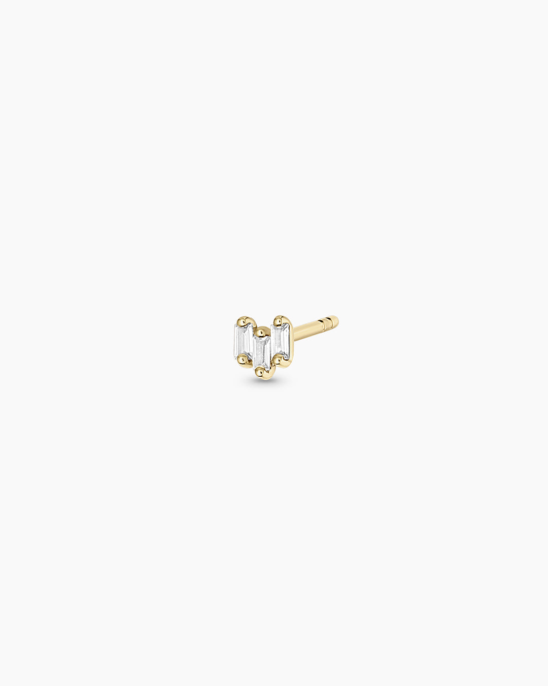 White Sapphire Amara Trio Single Stud Earrings for Women - Elegant 14K Gold Plated Studs for Daily Wear, Parties & Special Occasions