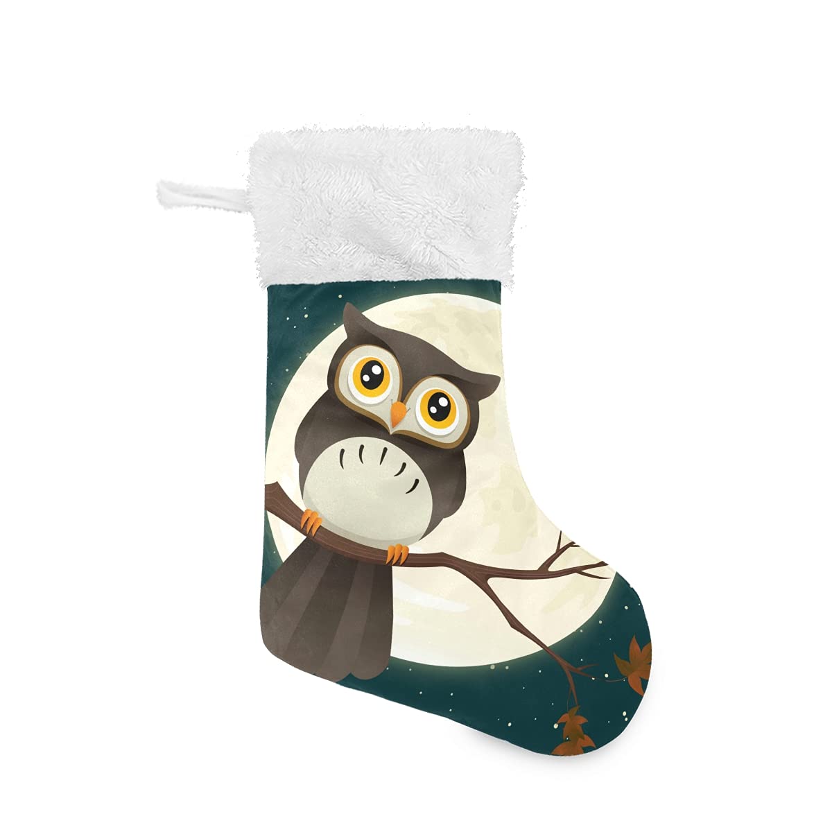ALAZA 18 Inch Burlap Christmas Stockings with Large Great Horned Owl & Plush Faux Fur Cuff - Holiday Stockings for Family, Xmas Party Decor - Perfect for Fireplace Mantel, Gift Exchange & Festive Home Decor