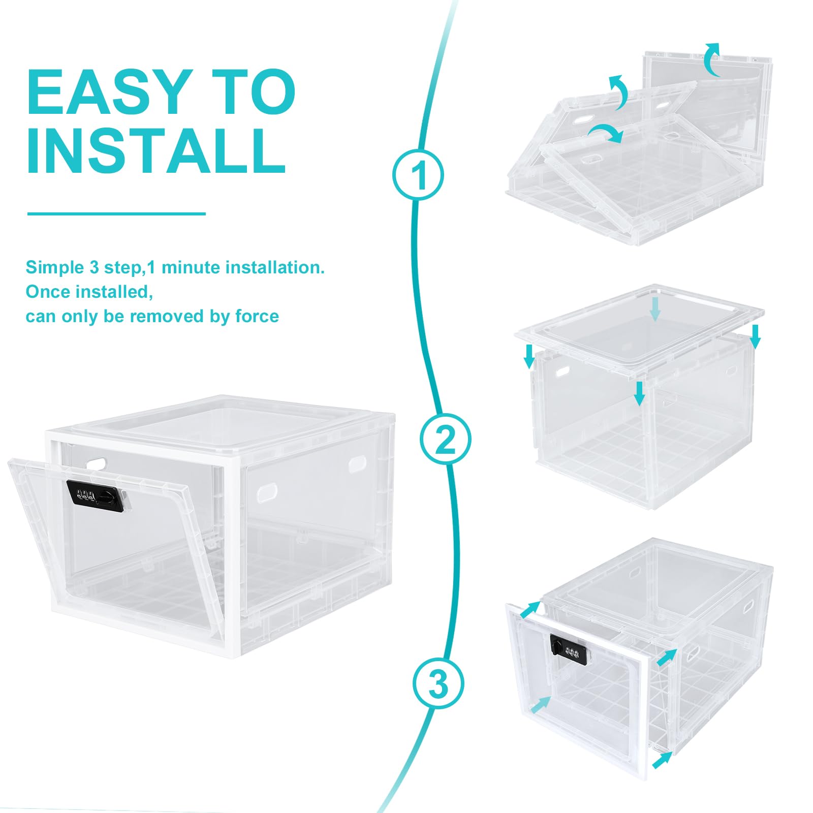 Secure Combination Lock Box for Personal Items - Office, School, Medicine, Snacks & Electronics Storage - White Lockable Storage Container (1 Pack) | Perfect for Lockers, Home Organization & Phone Jail Time Management