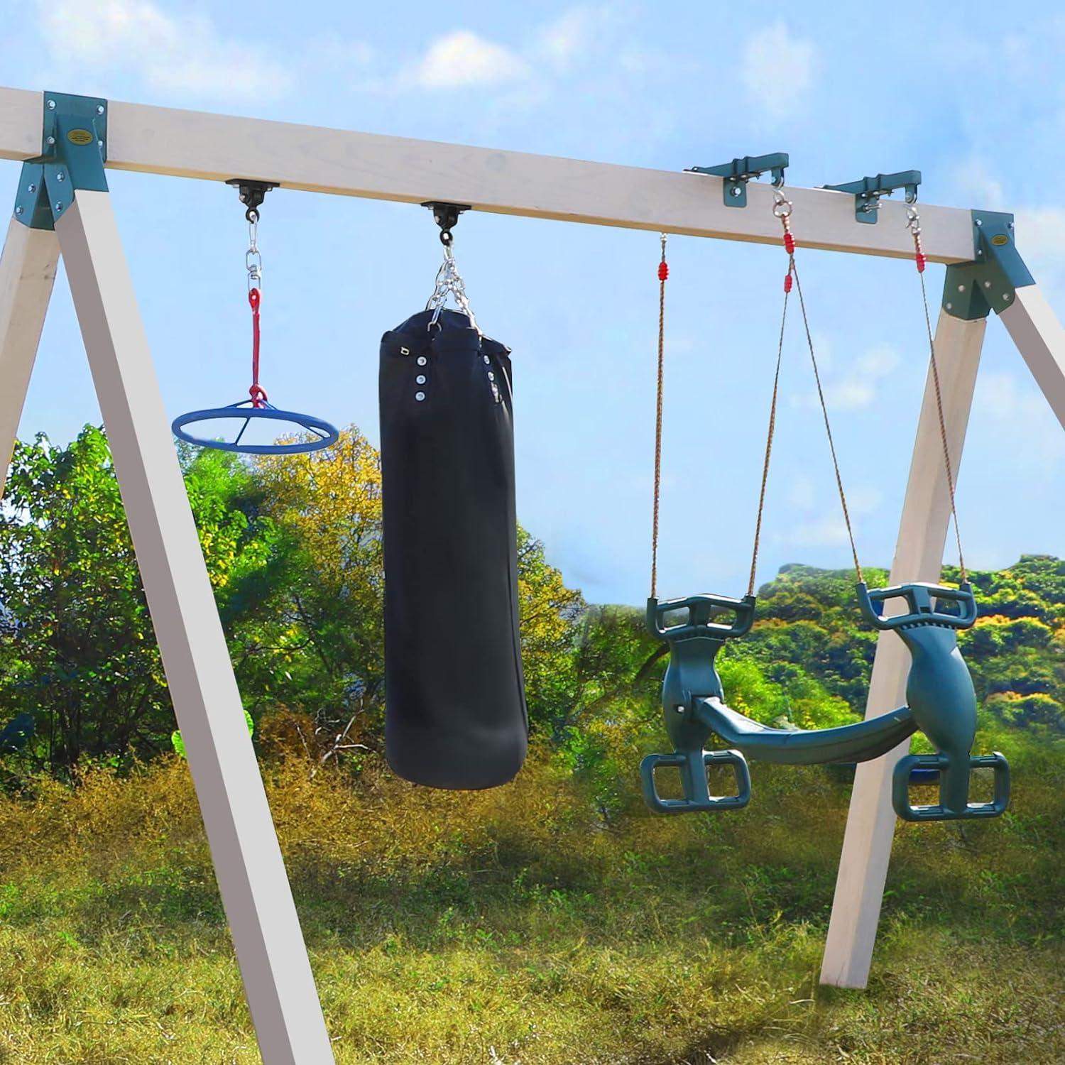 BETOOLL Heavy Duty Swing Hangers - 8-Piece Swing Set Hardware Kit for Playground, Porch, Yoga Seat & Trapeze - Indoor/Outdoor Wooden Swing Accessories for Backyard, Garden & Kids Play Area