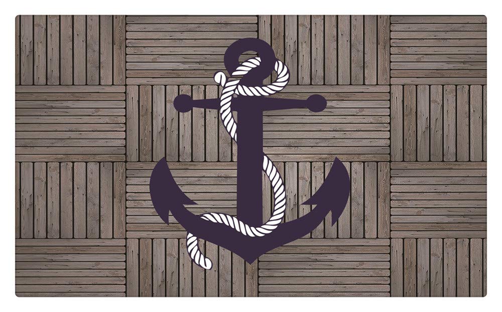 Navy Blue Anchor Front Door Mat - Non-Slip Entrance Rug for Home, Bathroom, Kitchen - 31.5 x 19.7 Inch - Perfect for Indoor/Outdoor Use, Shoe Cleaning & Decor