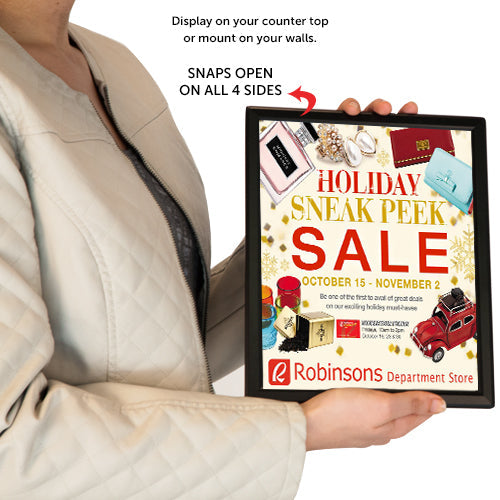 8x10 Table Top Sign Frame - Black Snap Frame for Advertising, Promotions & Displays - Perfect for Restaurants, Retail Stores & Trade Shows