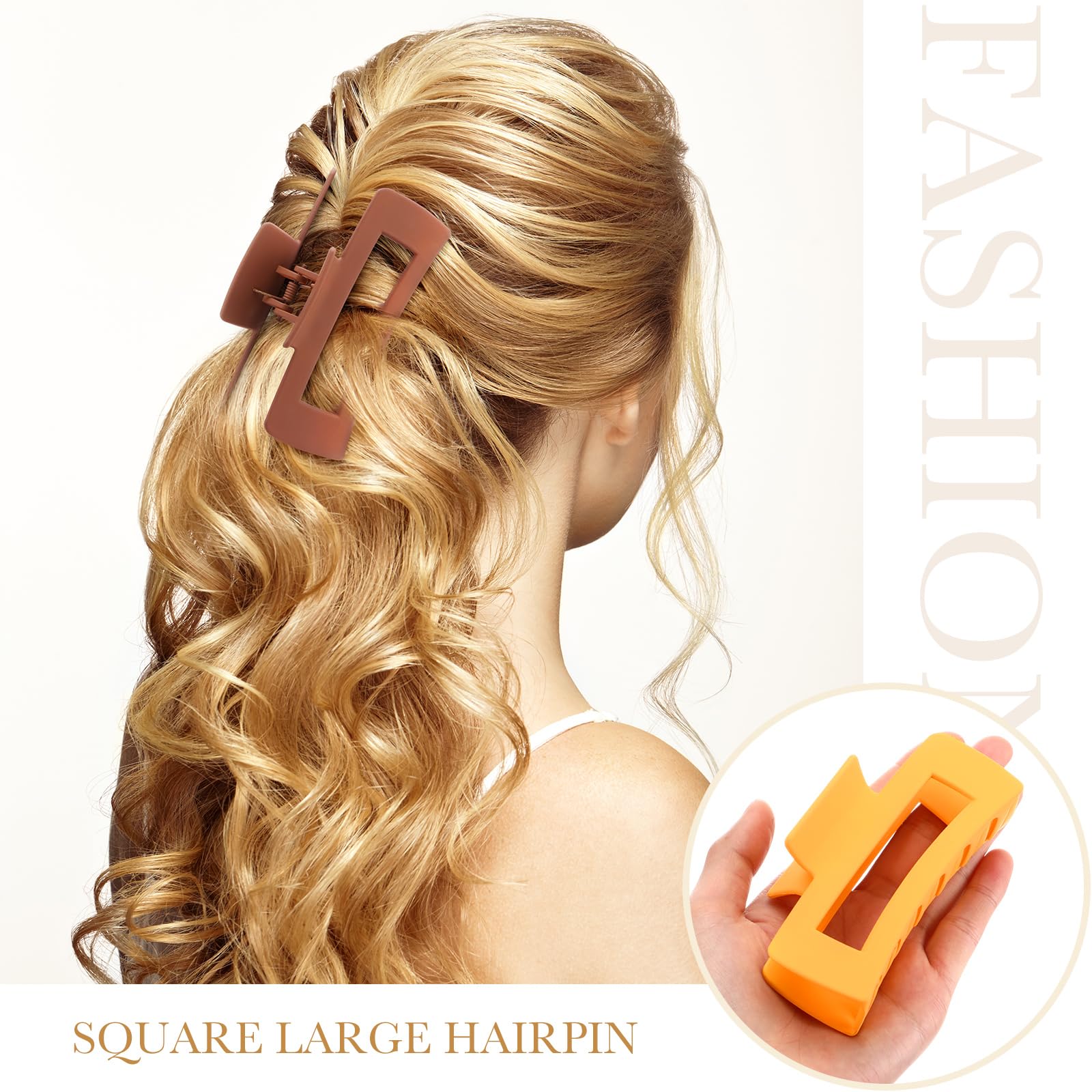 Hoteam 36 Pcs Large Hair Claw Clips - 4.1 Inch Rectangular Hair Clips, Matte Non-Slip Banana Clips with Strong Hold for Women | Bulk Hair Accessories in 18 Colors | Perfect for Thick Hair, Ponytails & Updos