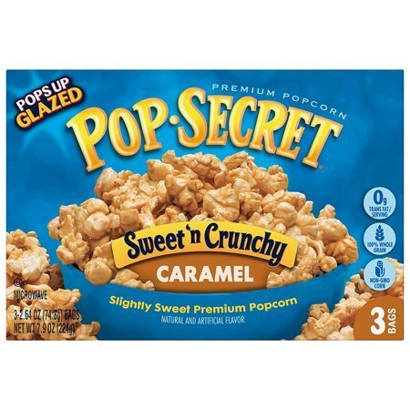 Pop Secret Sweet 'n Crunchy Caramel Microwave Popcorn - 2.64 Oz Bags, 3 Count (Pack of 2) - Perfect for Movie Nights, Snack Time & Office Breaks