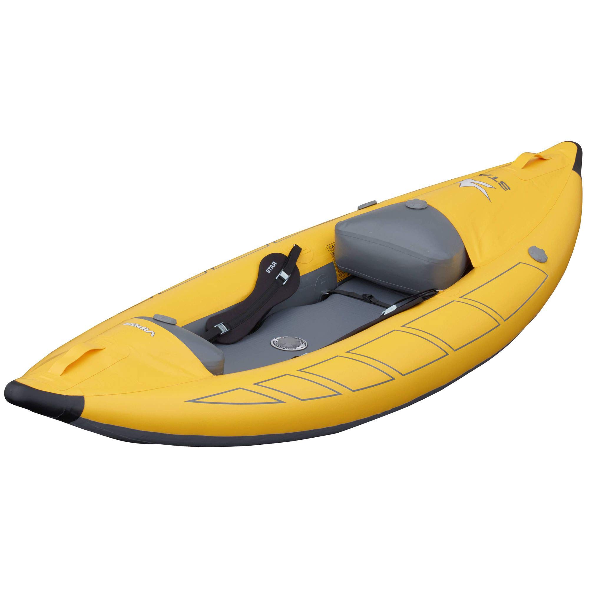 **Star Viper Inflatable Kayak - Portable & Lightweight for Lakes, Rivers & Ocean - Yellow**    **使用场景:** Perfect for solo adventurers, fishing trips, or family outings on calm waters.