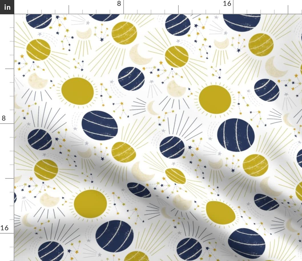 Space Planets Constellations Galaxy Printed Cotton Poplin Fabric - Fat Quarter for Sewing, Quilting, Dresses & Crafts - Perfect for Kids Room Decor & DIY Projects