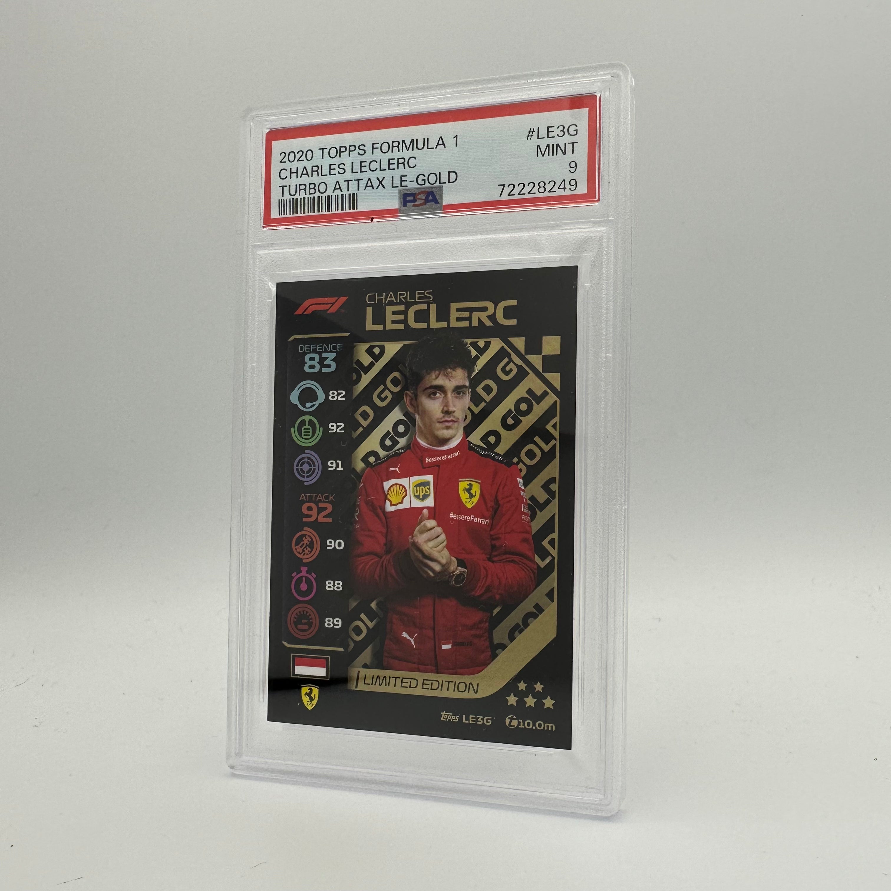 PSA 9 Graded CHARLES LECLERC #LE3G Limited Edition Gold Trading Card - Perfect for F1 Collectors & Racing Memorabilia Displays