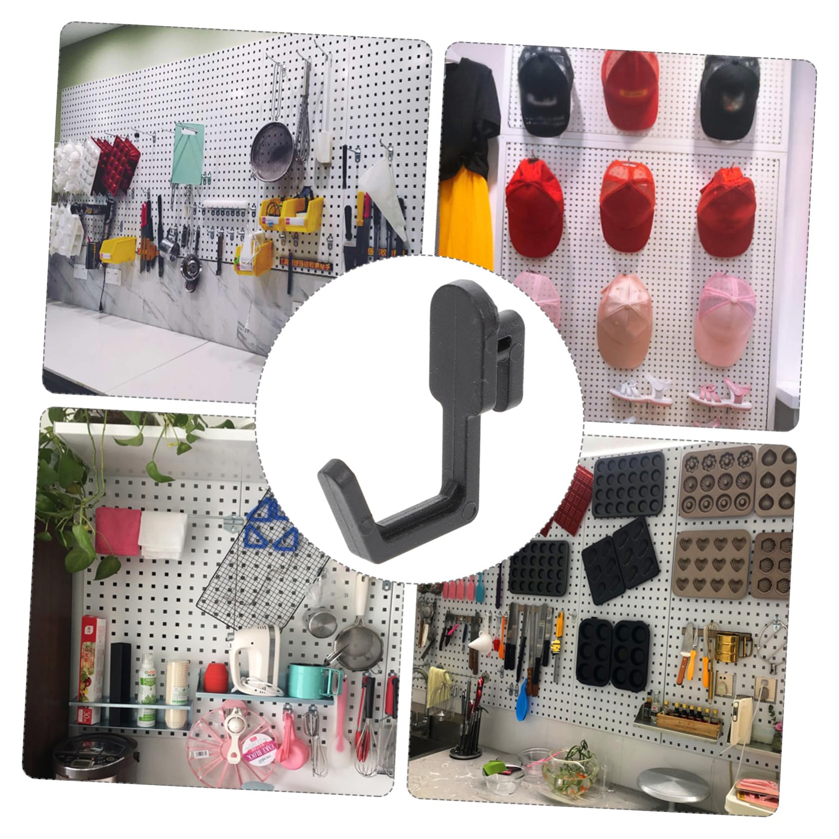 Zerodeko 4-Pack Garage Tool Organizer Set - 20pc J-Shape Pegboard Hooks & Wall Mount Storage System for Workshop, Garage & DIY Projects - Heavy Duty Metal Tool Hangers for Hammers, Wrenches & Power Tools