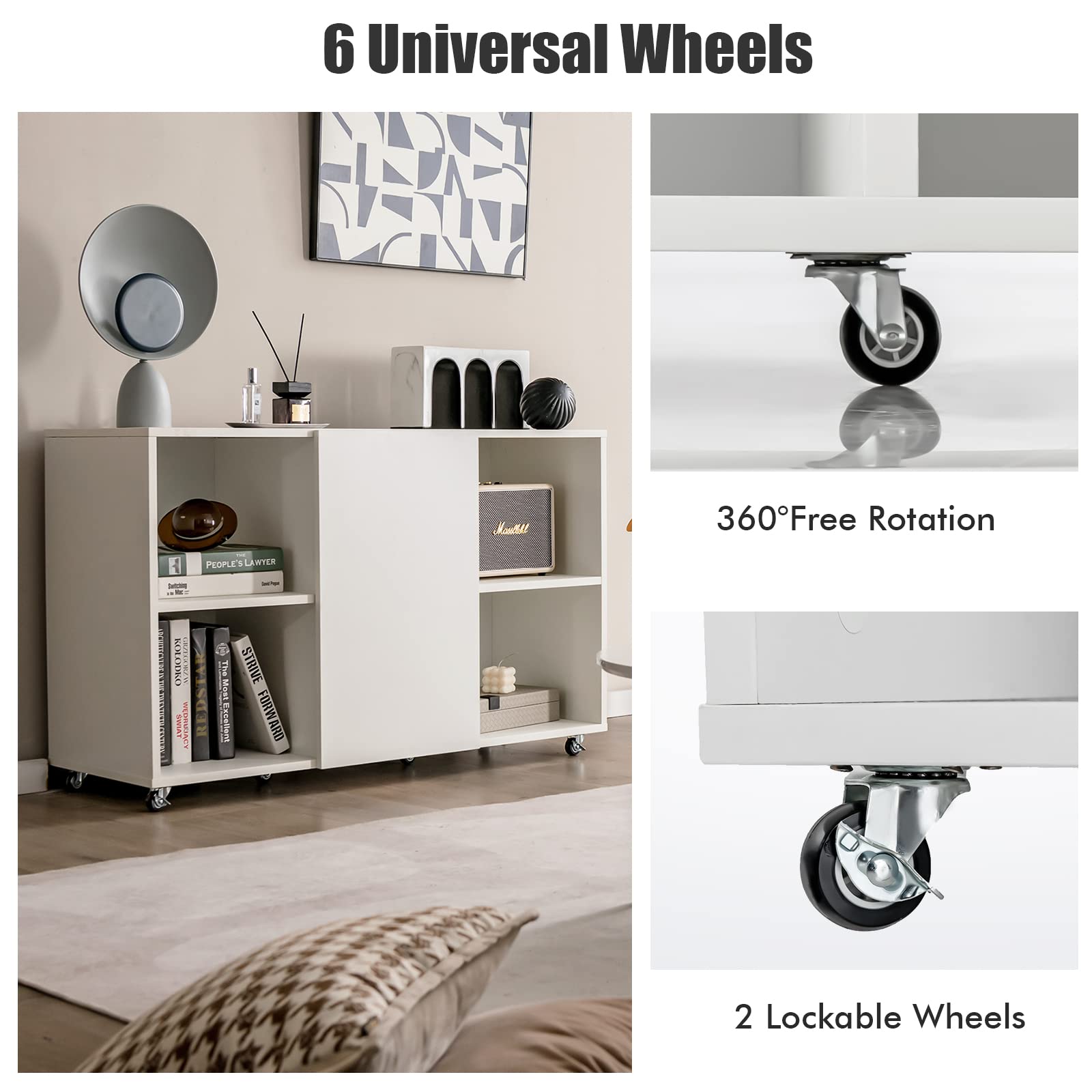 Giantex 4-Drawer Lateral File Cabinet with Lockable Wheels & Shelf - Mobile Storage Organizer for Office, Home, Under Desk Printer Stand - White - Perfect for Document Storage & Workspace Organization