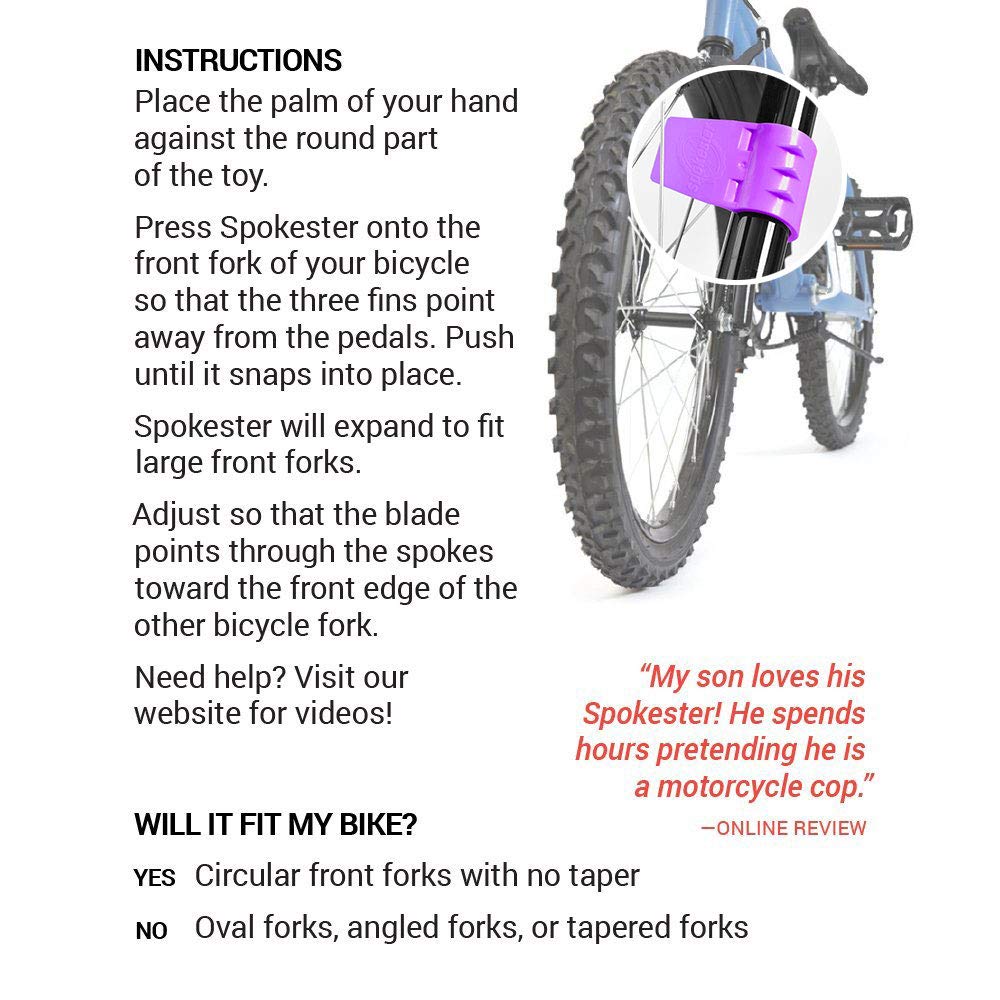 SPOKESTER Bicycle Noise Maker - Motorcycle Sound Bike Horn for Kids & Adults - Fun Cycling Accessories for Safety & Entertainment on Road Trips