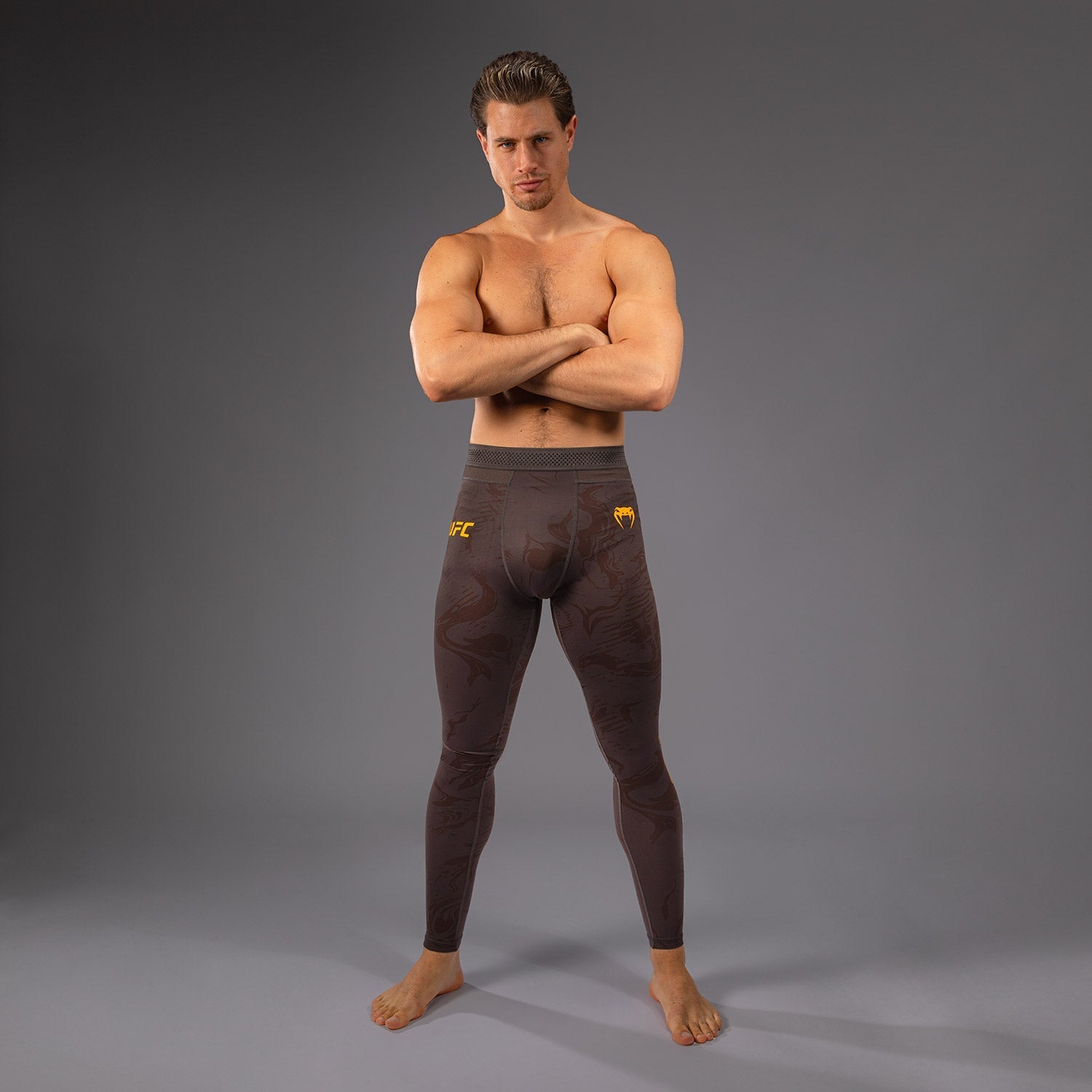 Venum UFC Fusion Fight Week Men's Performance Tight - Earthen Brown | Moisture-Wicking & Breathable MMA Training Shorts for Fighters & Athletes