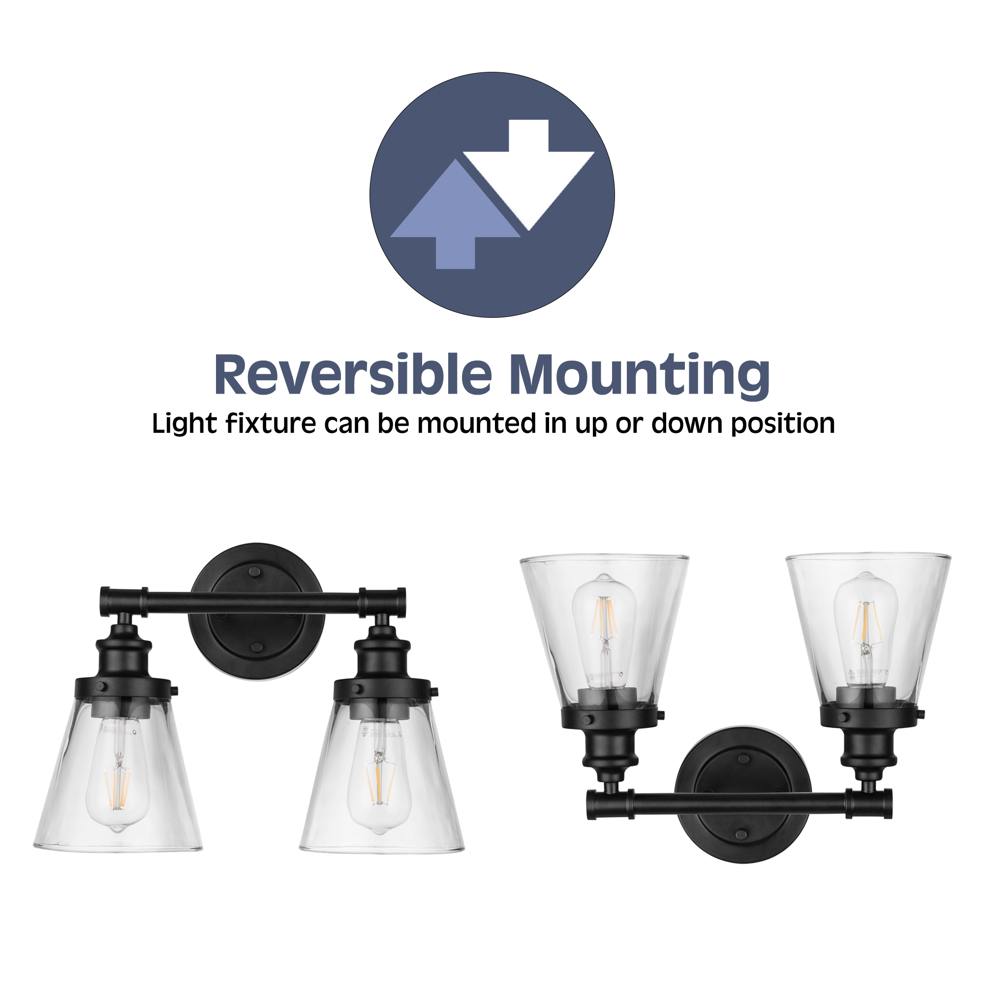 Helenah 2-Light Vanity Light Fixture in Matte Black - Perfect for Bathroom, Bedroom, and Dressing Room Lighting