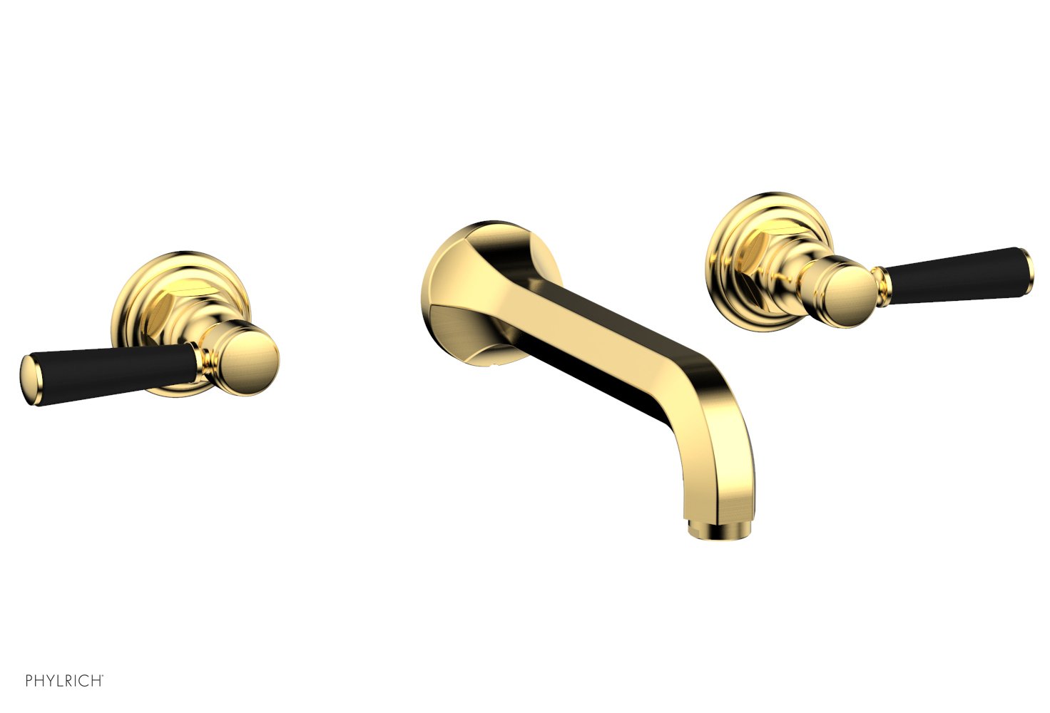 HEX TRADITIONAL Wall Tub Faucet Set with Satin Black Lever Handles - 500 57 Series - Perfect for Bathroom Renovation and Modern Home Decor