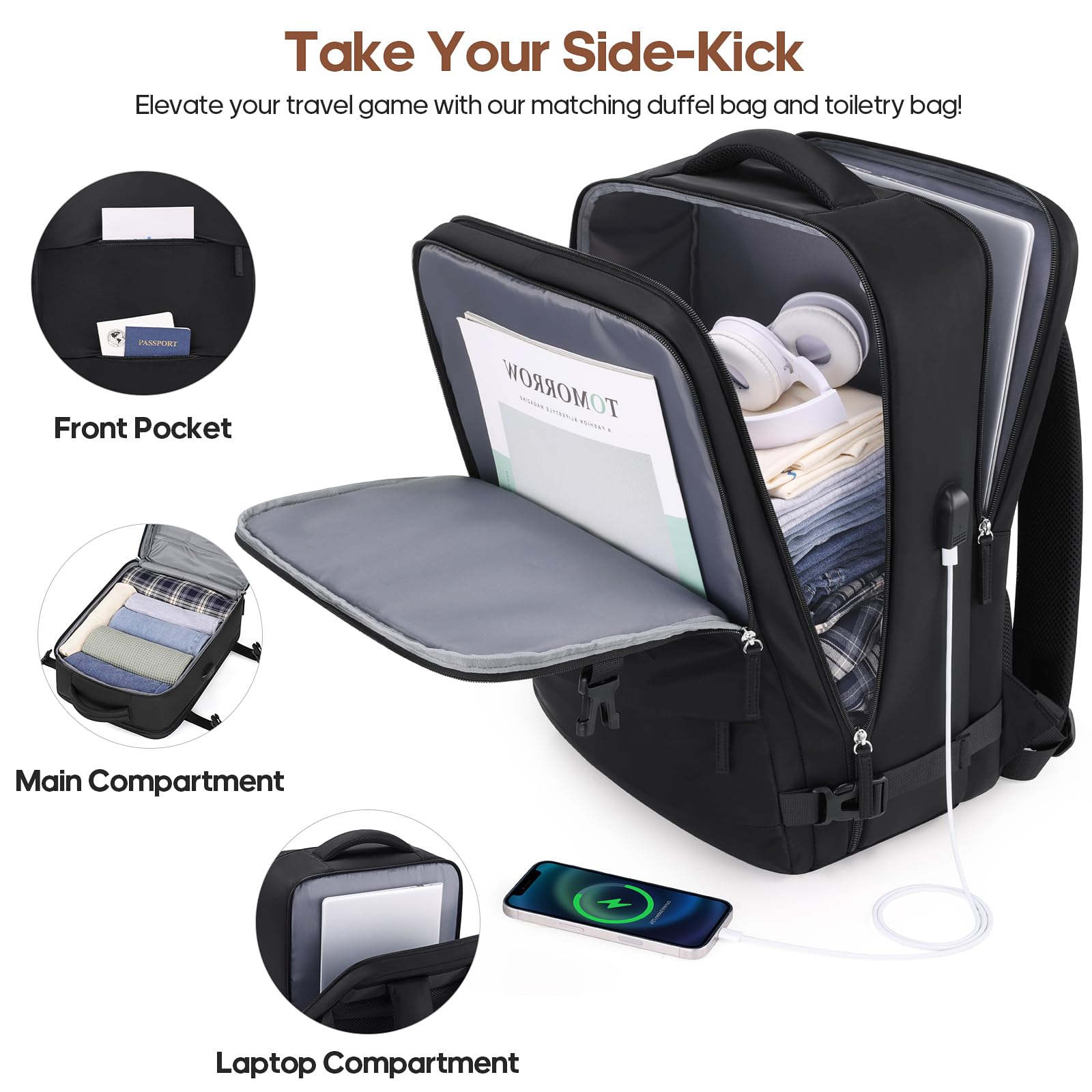 Durable 3-Piece Polycarbonate Luggage Set with Backpack - Airline Approved Carry-On Hardshell Suitcase with Spinner Wheels & TSA Lock | Perfect for Business Travel, Family Vacations & International Trips