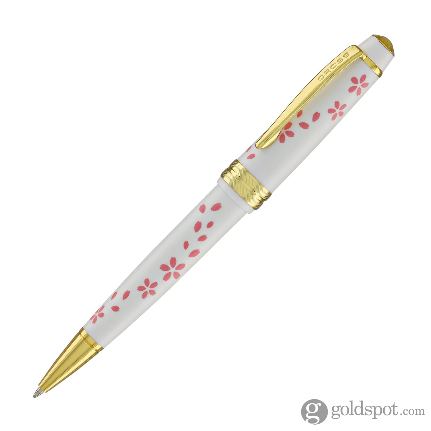 Cross Bailey Light Cherry Blossom Ballpoint Pen - Glossy White Resin with Gold PVD Trim | Elegant Writing Instrument for Office, School & Gift Giving