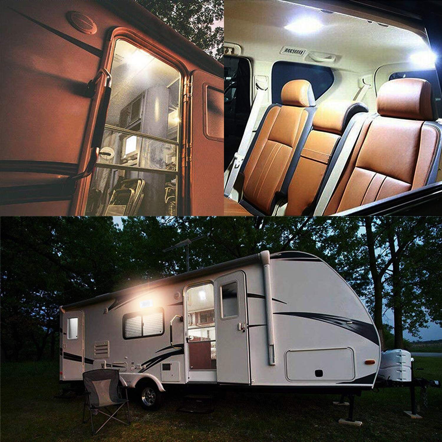 Dimmable RV Ceiling Dome Light - 24 LED Adjustable Interior Lighting for Car, Marine Boat, Trailer & Camper Vans | Natural White 4000-4500K | Perfect for Night Driving & Cozy Cabin Ambiance