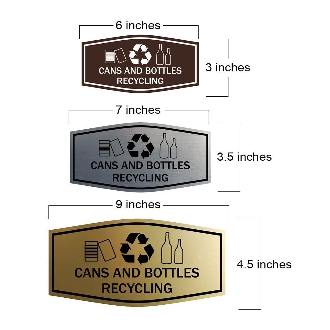 Eco-Friendly Brushed Gold Recycling Bin Sign for Cans & Bottles - Large Wall Decal for Home, Office & School Recycling Stations