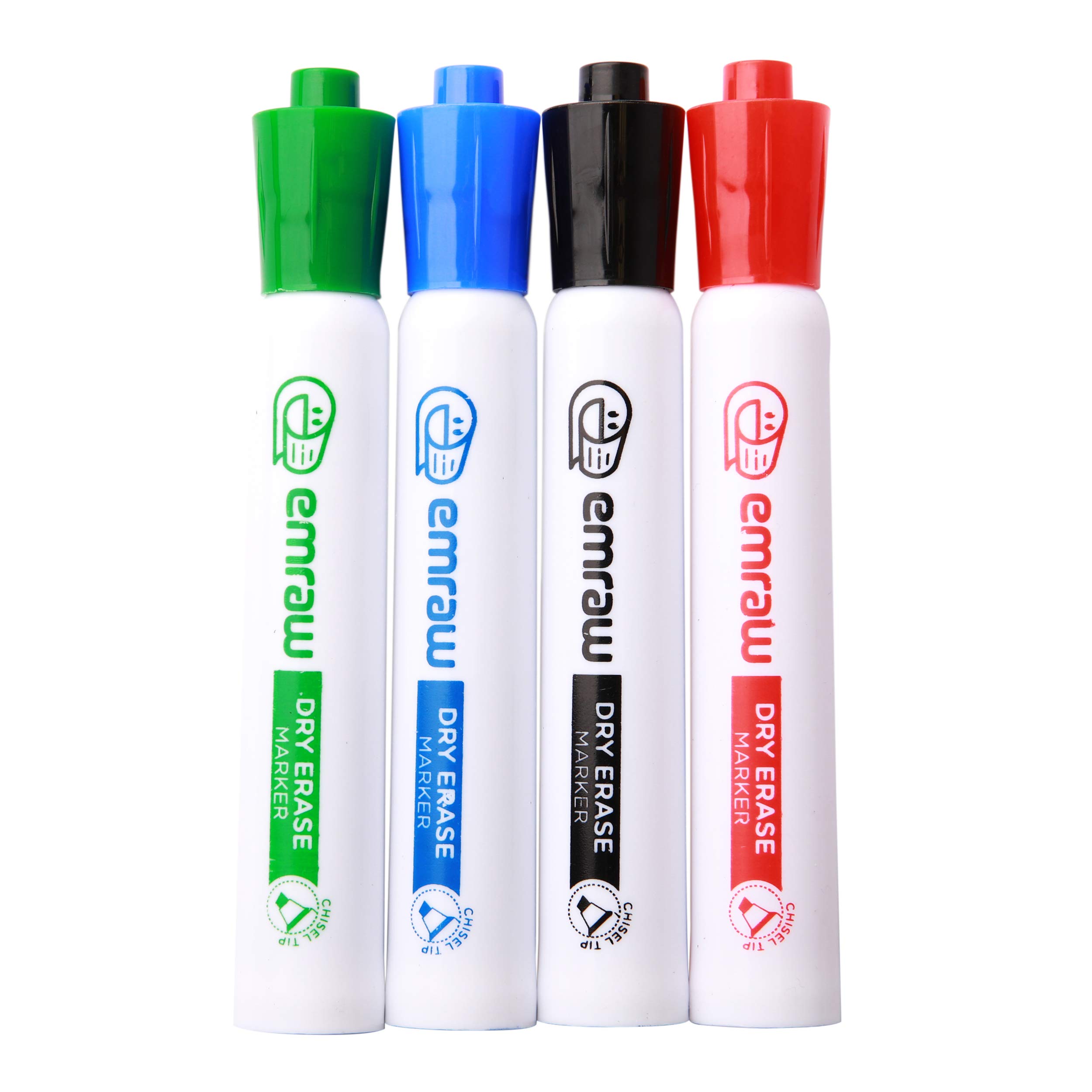 Dry Erase Markers Set - 12 Vibrant Colors Fine Tip & Chisel Point Whiteboard Pens with Low Odor Ink, Comfort Grip | Ideal for Classroom, Office, Home Use, Kids Drawing, Teaching, Presentations & Planning Boards - By Emraw