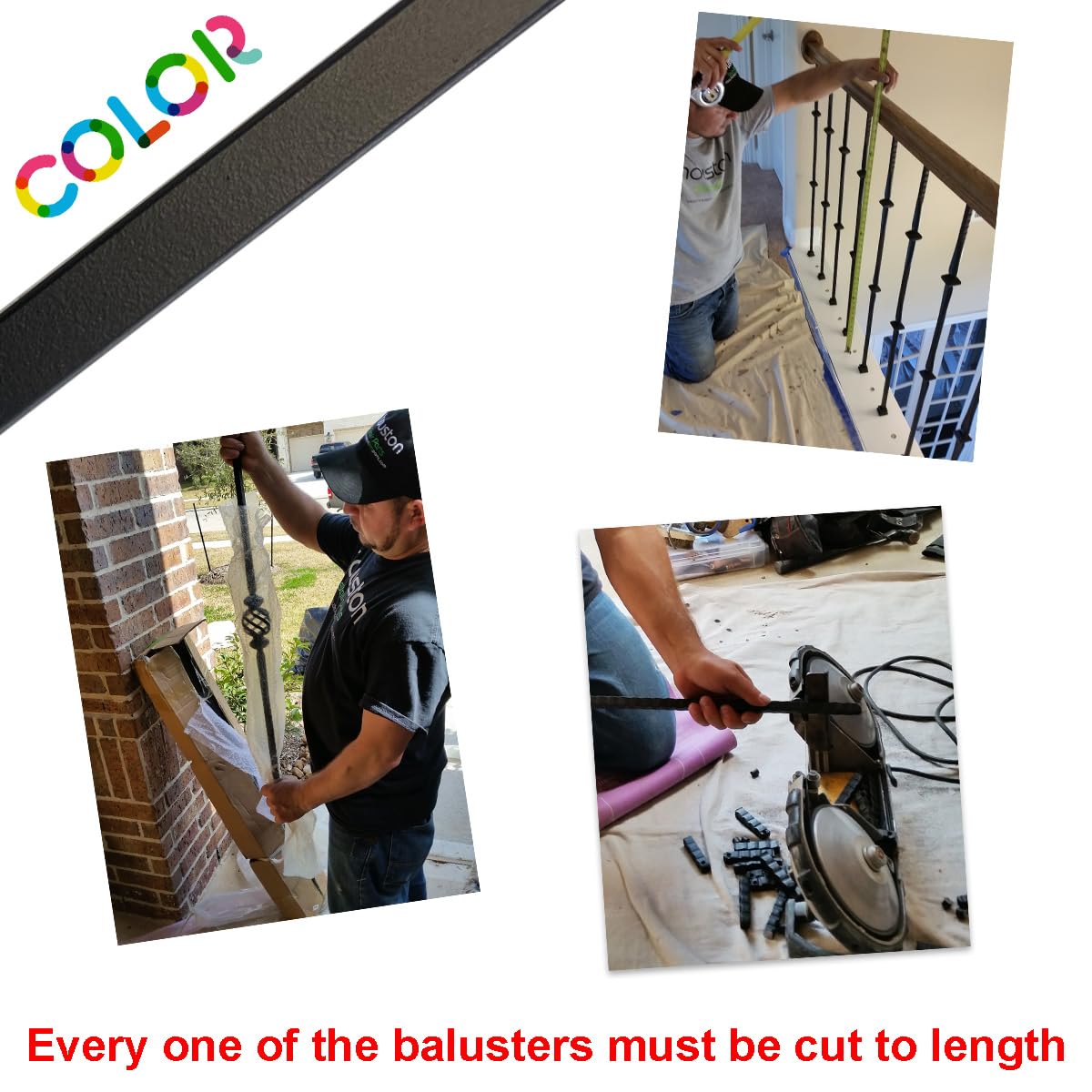 10-Pack Single Forged Ball Hammered Metal Balusters - 9/16