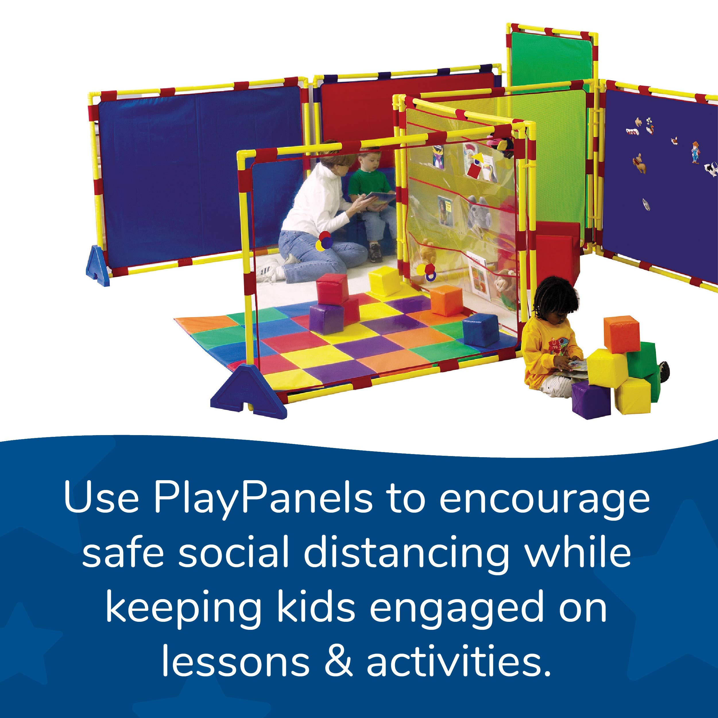Children's Factory Big Screen PlayPanel - Kids Room Divider & Classroom Privacy Screen in Sky Blue | Perfect for Daycare Centers, Preschools & Home Play Areas