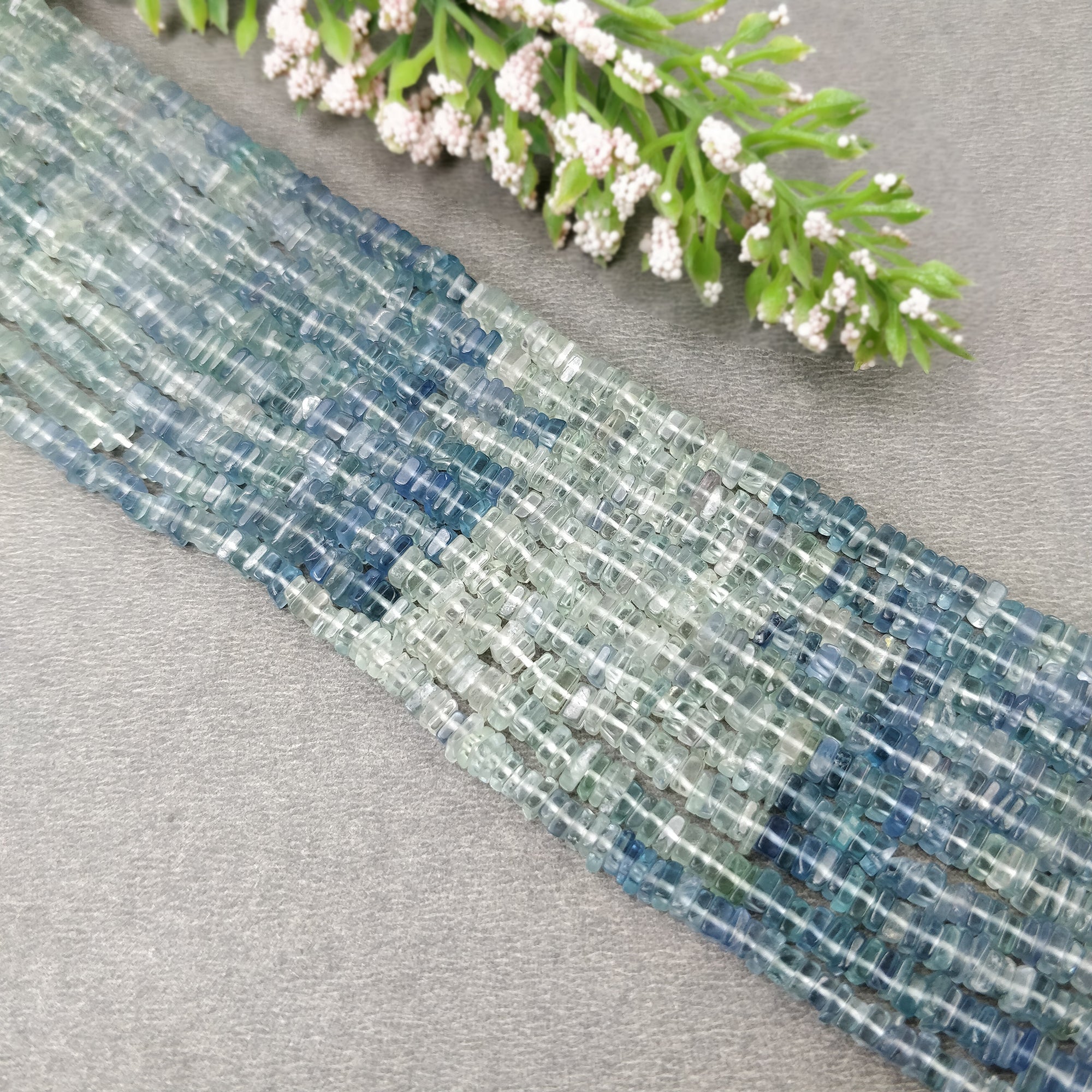 Natural Green Fluorite Gemstone Loose Beads - Untreated Square Heishe Statement Beads (16 Pieces) for Jewelry Making, DIY Crafts, and Healing Crystal Bracelets