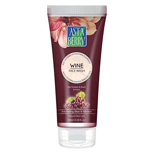 Astaberry Wine Face Wash 100ml - Anti-Aging Hydrating Cleanser for Glowing Skin | Gentle Daily Facial Cleanser for Women & Men | Perfect for Morning & Night Skincare Routine