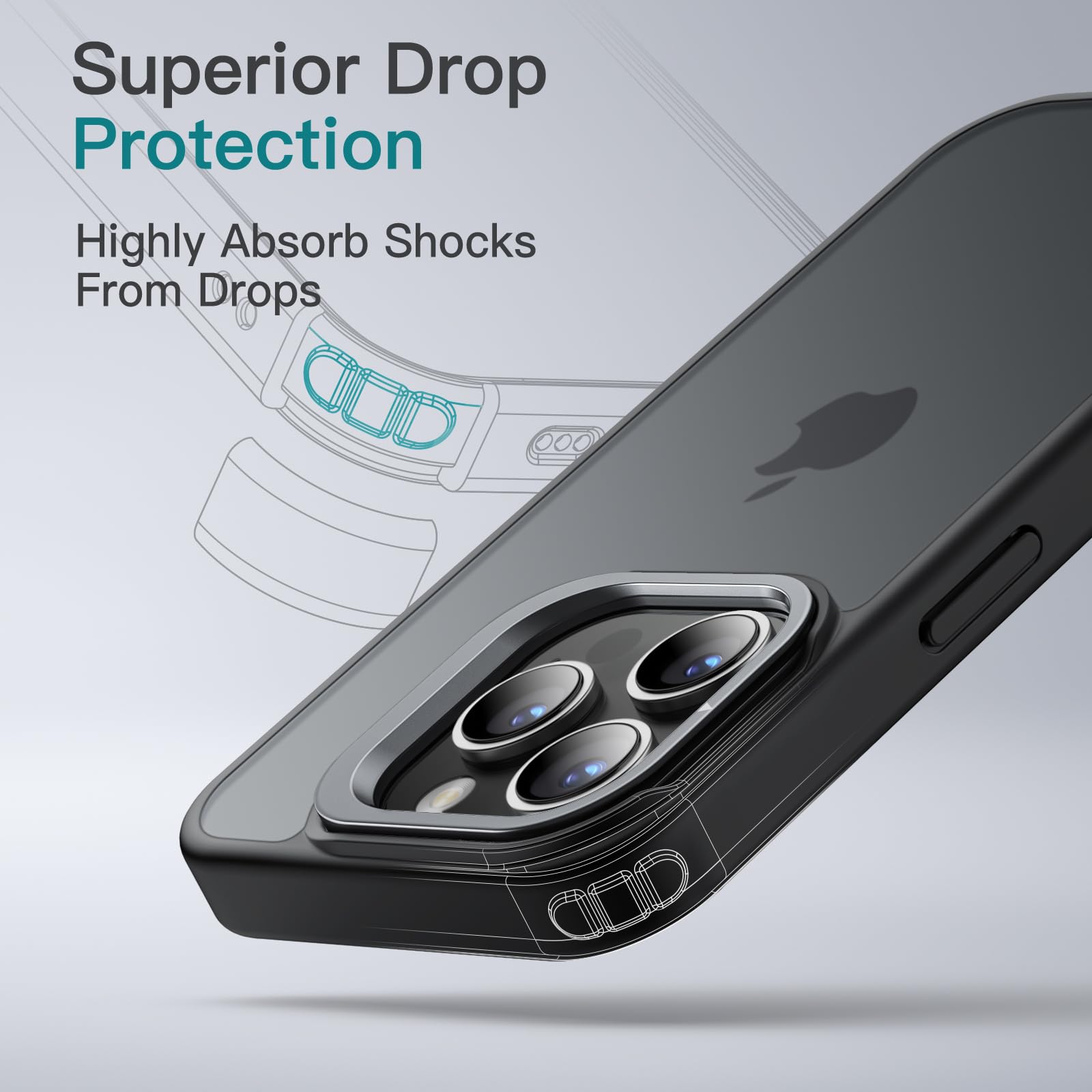JETech iPhone 15 Pro Max Case with Kickstand & Camera Stand - Military Protection for Outdoor & Travel