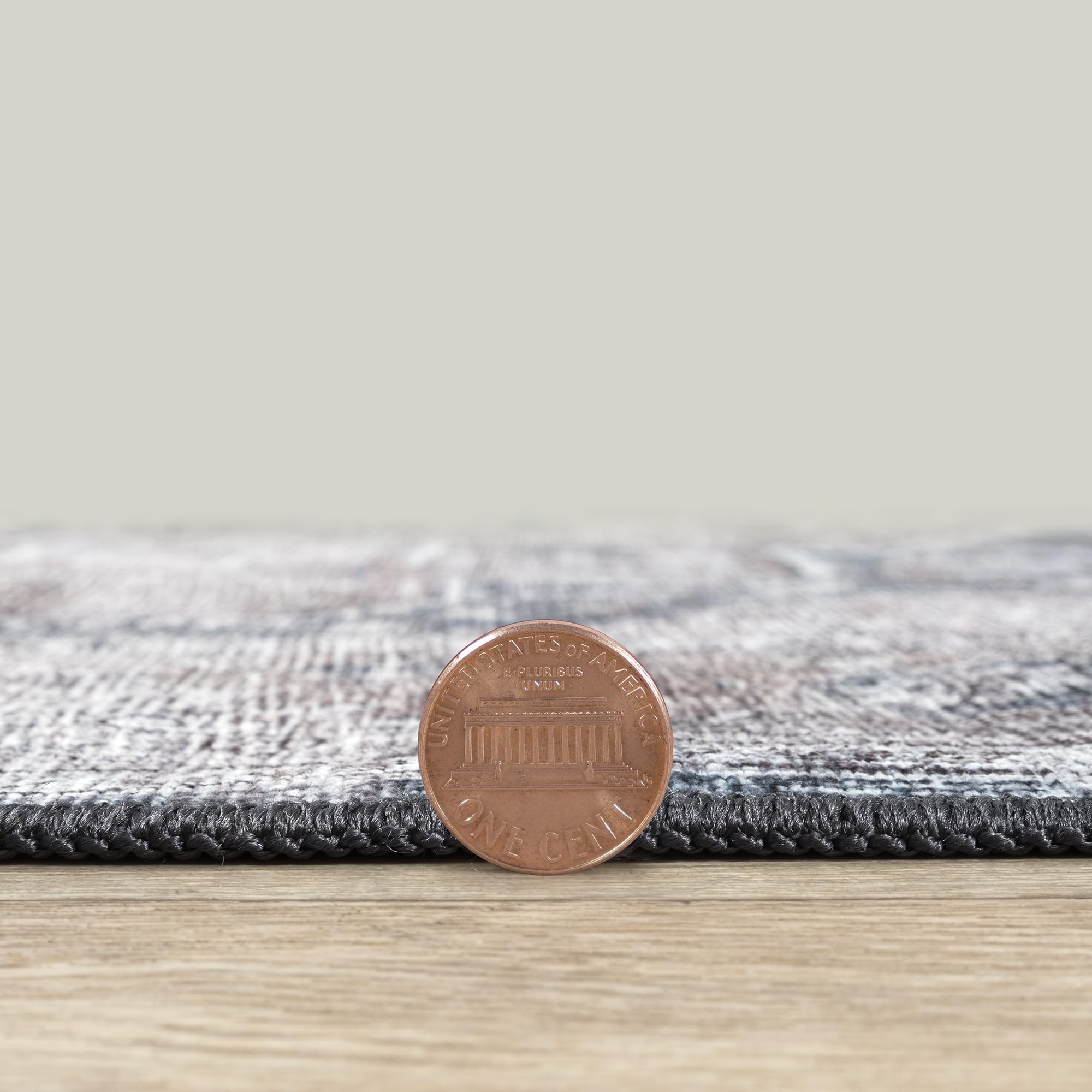 Adiva Rugs 2x3 Machine Washable Non-Slip Area Rug - Soft Anti-Fatigue Floor Mat for Living Room, Bedroom, Bathroom & Kitchen - Multi Anthracite Decor (2' x 3') | Perfect for High-Traffic Areas, Pet-Friendly Homes & Cozy Spaces