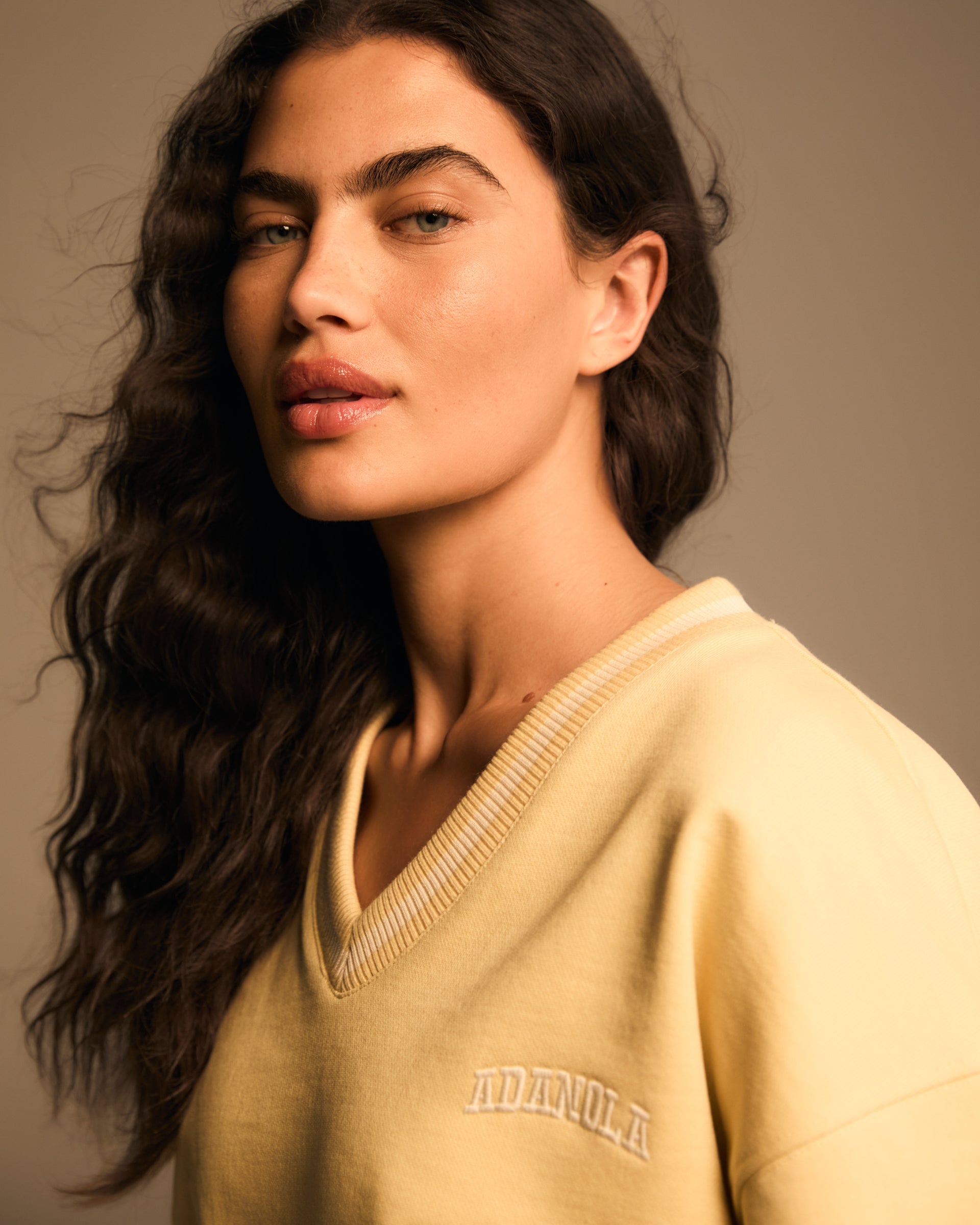 Stylish V Neck Contrast Sweatshirt for Women - Soft Butter Yellow & Marshmallow White Color Block Pullover | Perfect for Casual Outfits, Lounge Wear & Fall Layering