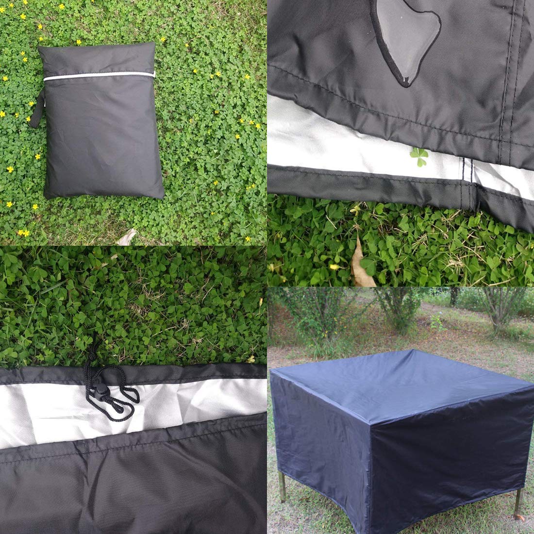 **J&C 420D Waterproof Square Patio Furniture Cover - 48x48x29in, Black Outdoor Table & Chair Protector for Garden, Lawn, Deck - Dustproof, Durable, All-Weather Protection (Perfect for Patio, Backyard & Poolside)**