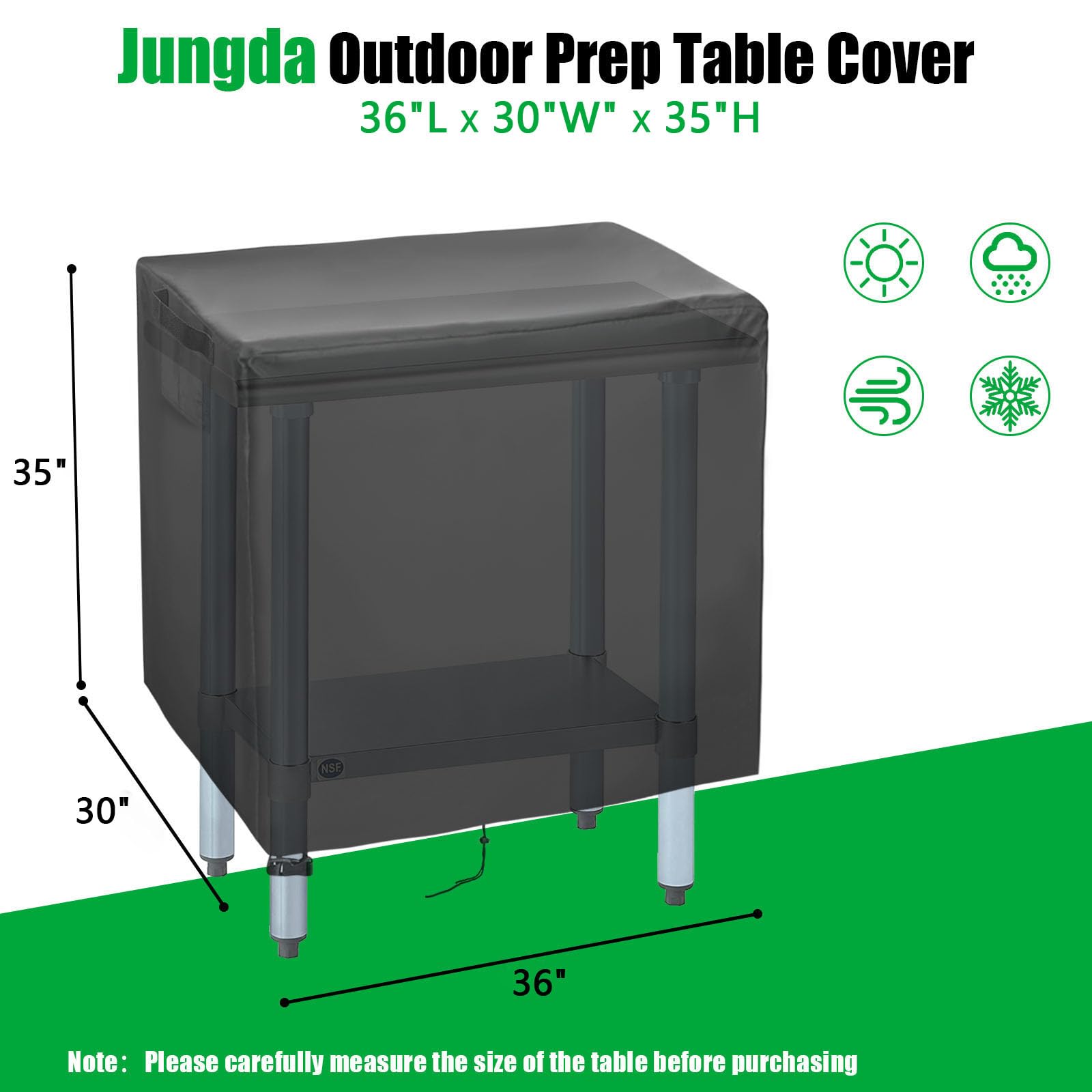 **Waterproof Stainless Steel Outdoor Prep Table Cover - 36 x 30 x 35 Inch for Grill Cart, Pizza Oven & Outdoor Kitchen - Durable Protection for Rain, Sun & Dust**    *(Perfect for BBQs, Patio Cooking, Camping & Backyard Entertaining)*