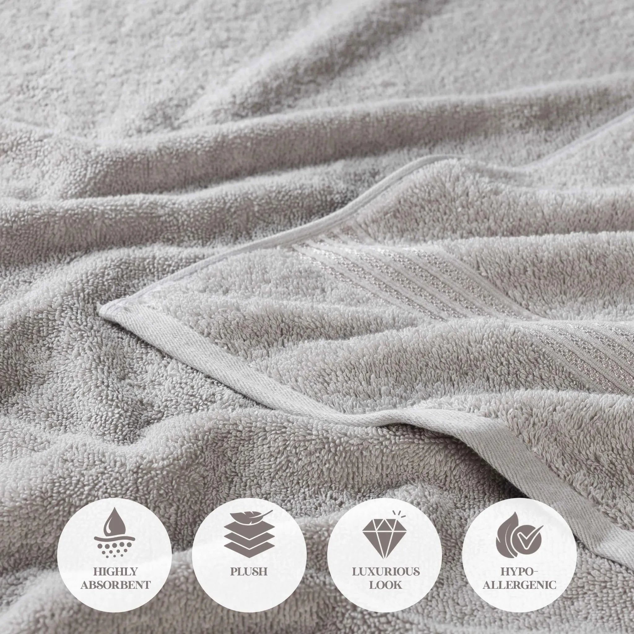 Premium 100% Egyptian Cotton Plush Hand Towels - Ultra Soft & Absorbent Bath Towel Set of 8 for Bathroom, Kitchen & Spa Luxury (24x16 Inches)