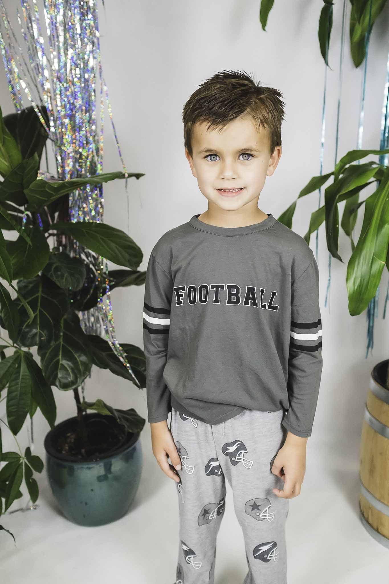 Adorable Football Stripes Long Sleeve Shirt for Toddler Boys - Soft Cotton Jersey Top for Playdates & Game Day Outfits