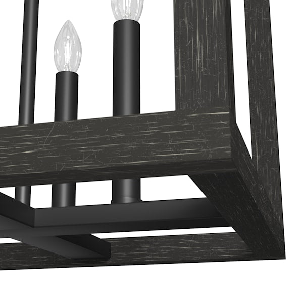 Hunter Squire Manor 4-Light 15-Inch Matte Black Pendant Light - Perfect for Kitchen Island, Dining Room, or Entryway Lighting