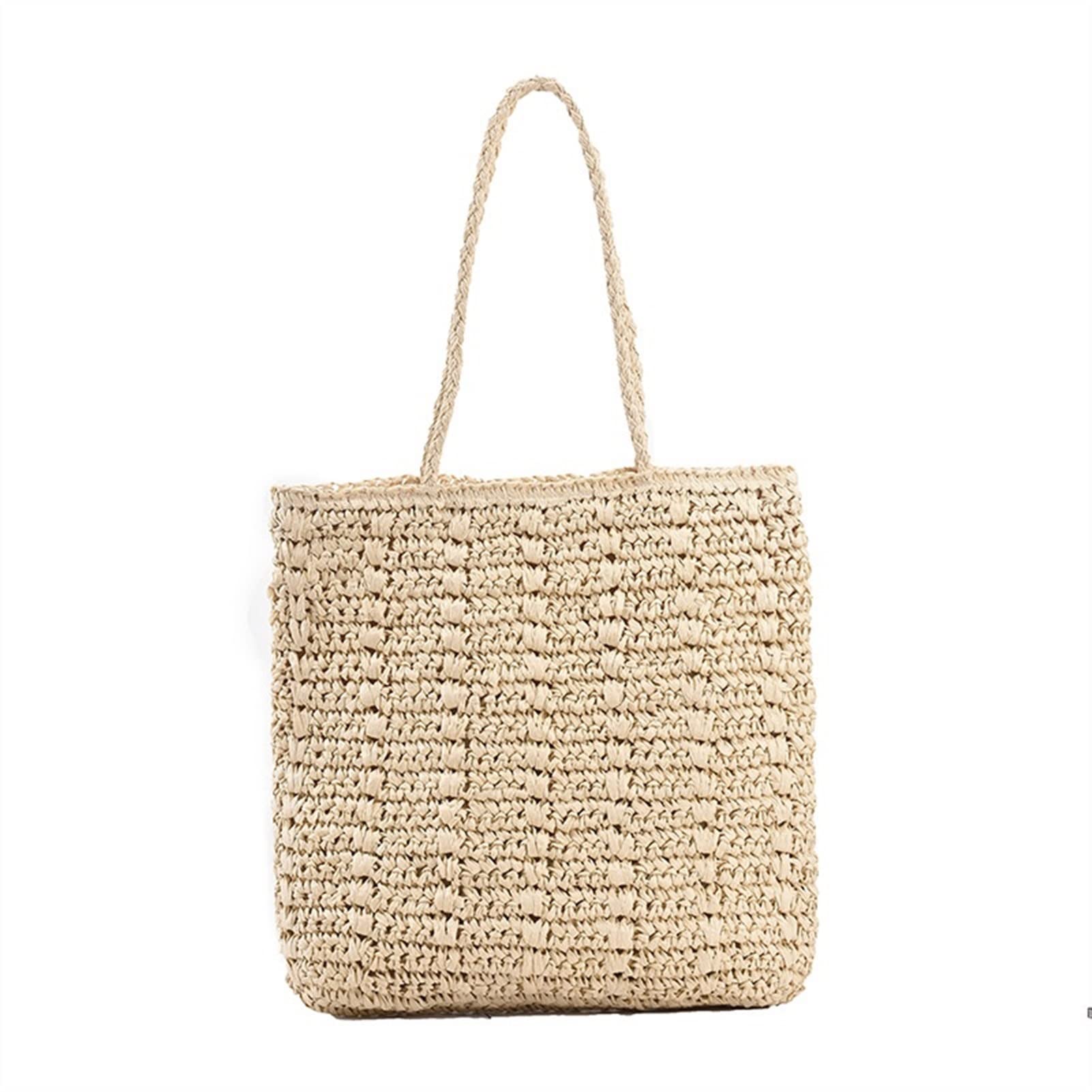 Stylish Woven Straw Beach Bag for Women - Large Capacity Shoulder Tote for Travel, Shopping & Summer Outings | Perfect for Vacation, Poolside & Outdoor Activities