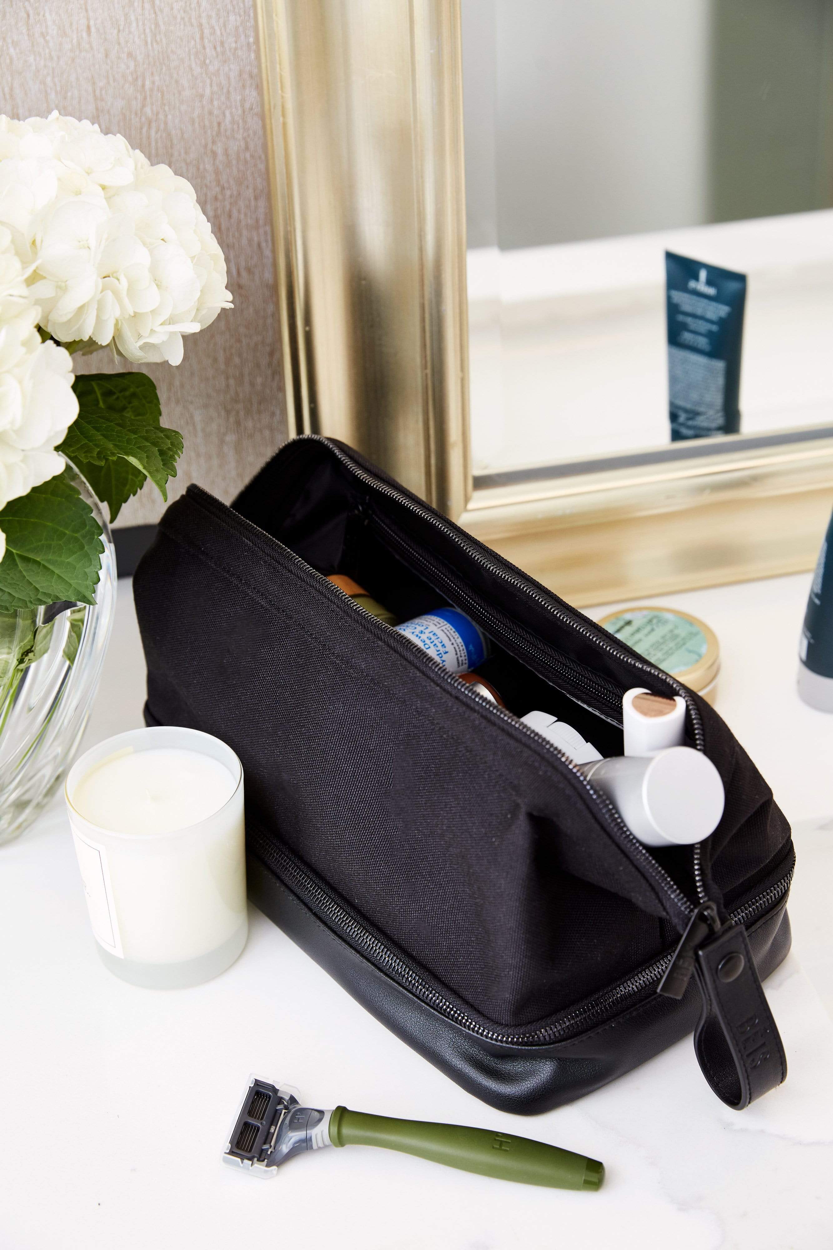 Premium Black Dopp Kit for Men - Durable Travel Toiletry Bag for Gym, Camping & Business Trips - Water-Resistant & Spacious Design