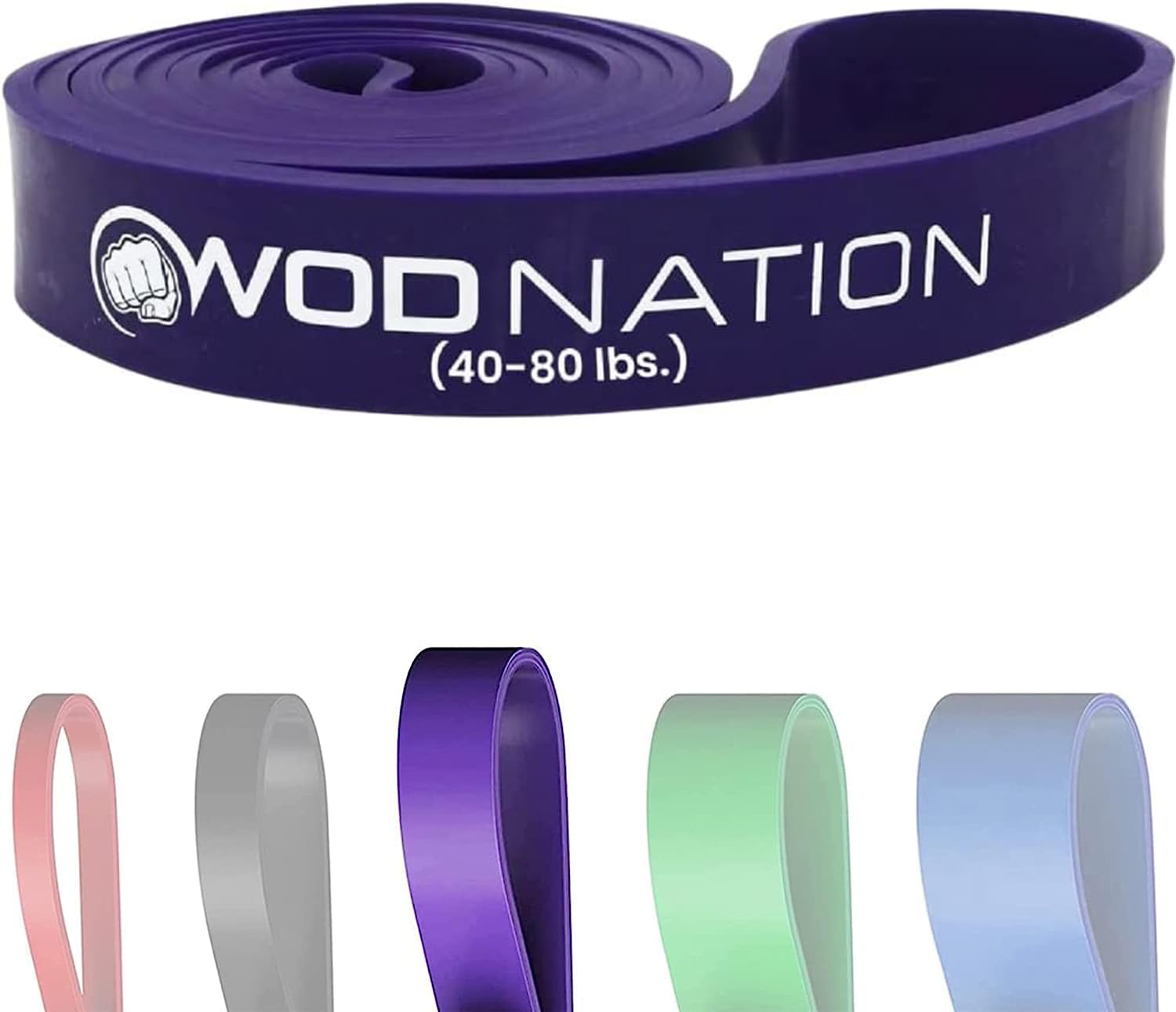 WOD Nation Pull Up Assistance Bands (10-175lbs Resistance) - Premium Workout Bands for Pullups, Chin Ups, Strength Training & Mobility Exercises - 41 Inch Fitness Straps - Perfect for Home Gym, CrossFit & Physical Therapy