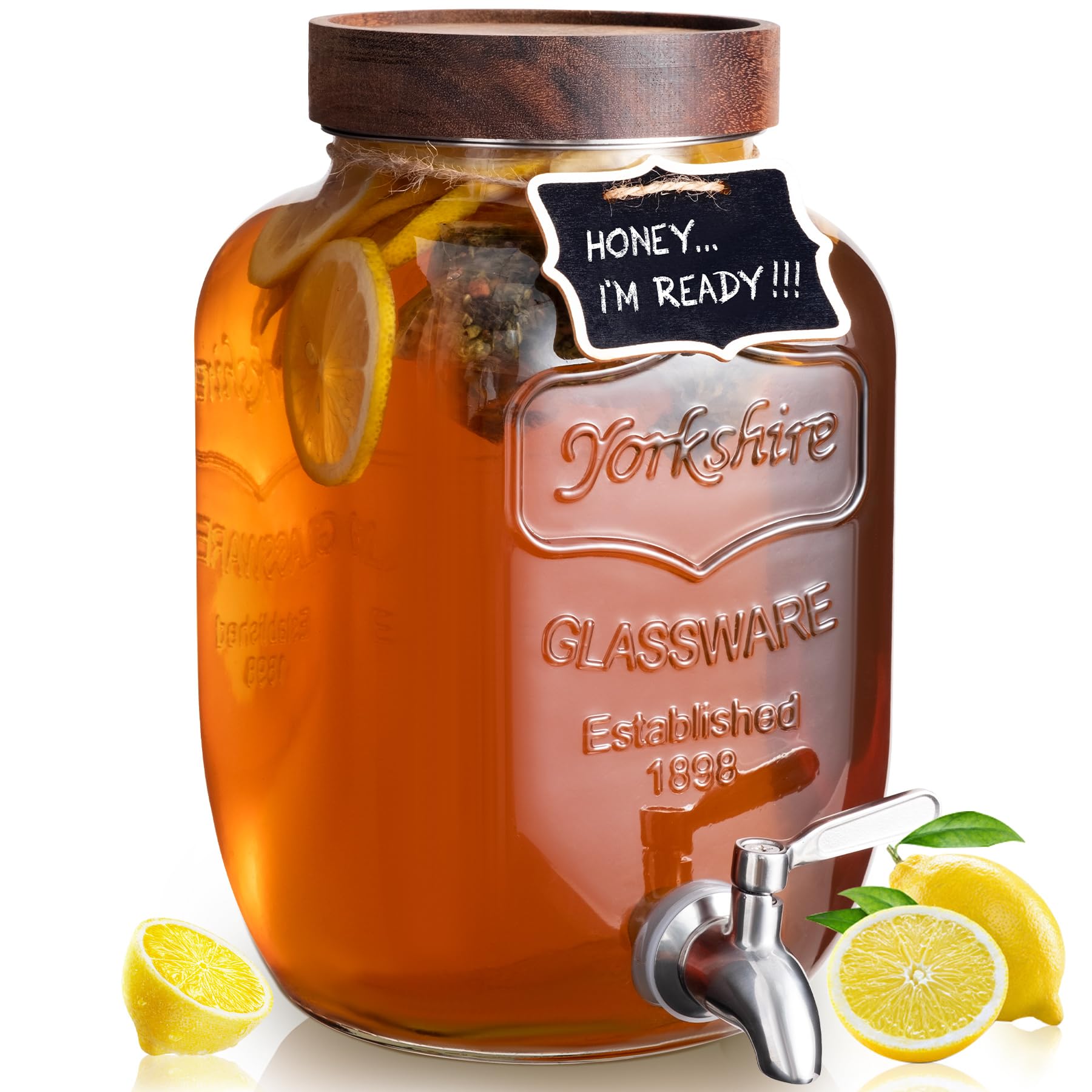 Mustry 1 Gallon Glass Beverage Dispenser with Stainless Steel Spigot - Perfect for Lemonade, Sun Tea, Kombucha, and Party Drinks | Ideal for Home, Office, and Outdoor Gatherings