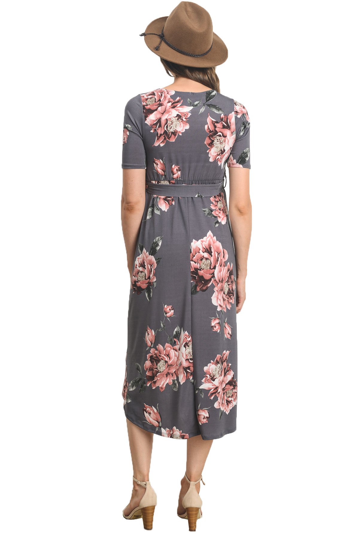 Maternity Wrap Dress for Women - Mid-Length with Adjustable Waist Belt | Comfortable & Stylish Pregnancy Outfit for Work, Parties & Casual Wear