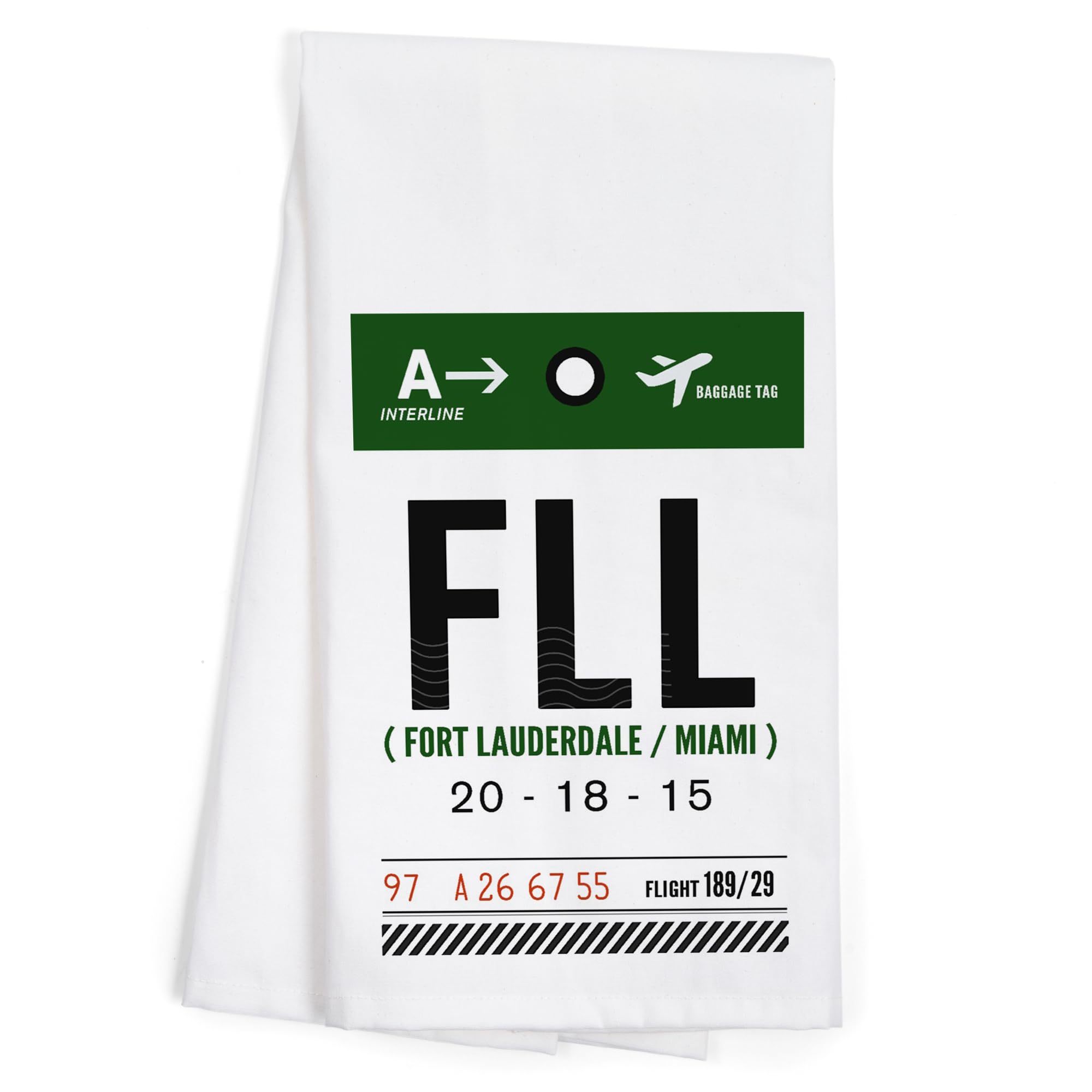 Florida Fort Lauderdale FFL Luggage Tag - 100% Cotton Tea Towel & Decorative Hand Towel for Kitchen, Home & Travel Accessories | Perfect for Gifts, Souvenirs & Personalized Travel Gear