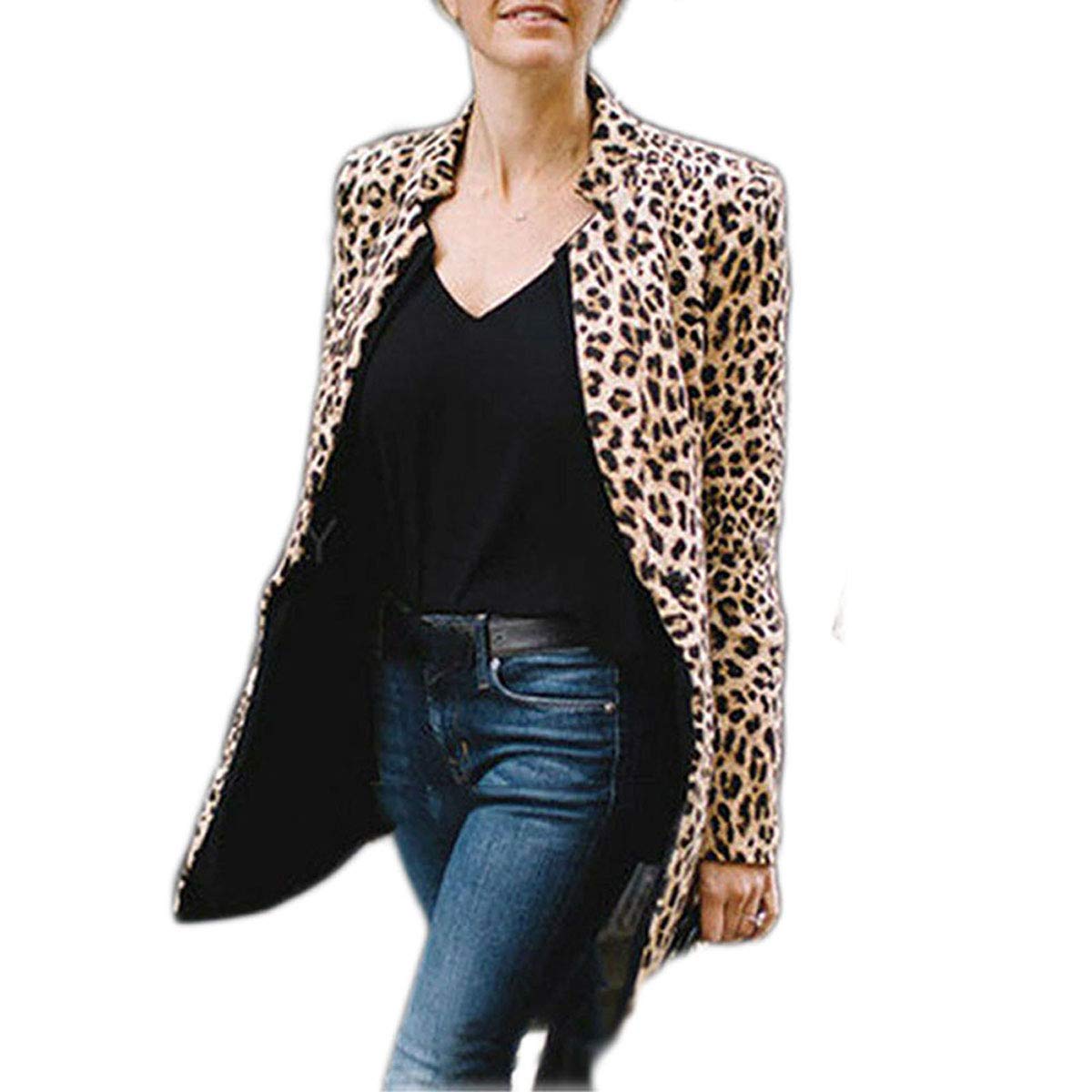 Leopard Print Cardigan for Women - Open Front Long Sleeve Winter Sweater Jacket | Cozy Warm Casual Coat for Office, Date Night & Winter Outfits