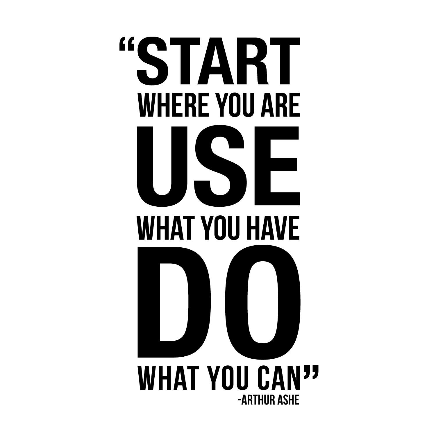 Inspirational Vinyl Wall Decal - 'Start Where You Are, Use What You Have' - 20x11 Inch Motivational Quote Sticker for Home, Gym, Bedroom, Office & Classroom Decor (Black) - Perfect for Motivation in Work Spaces, Study Areas & Fitness Rooms